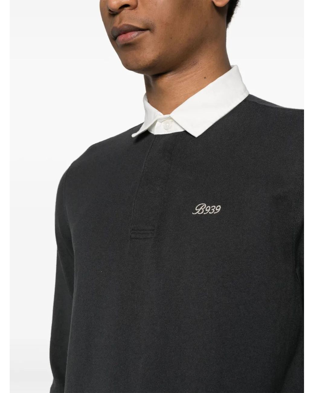 Boggi Black Embroidered-Logo Cotton Polo Shirt for men