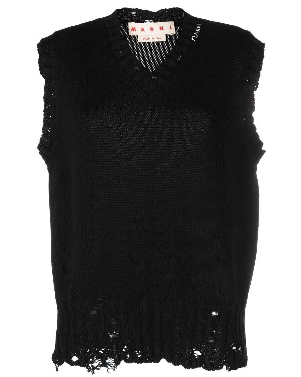 Marni Black V-Neck Cotton Vest for men