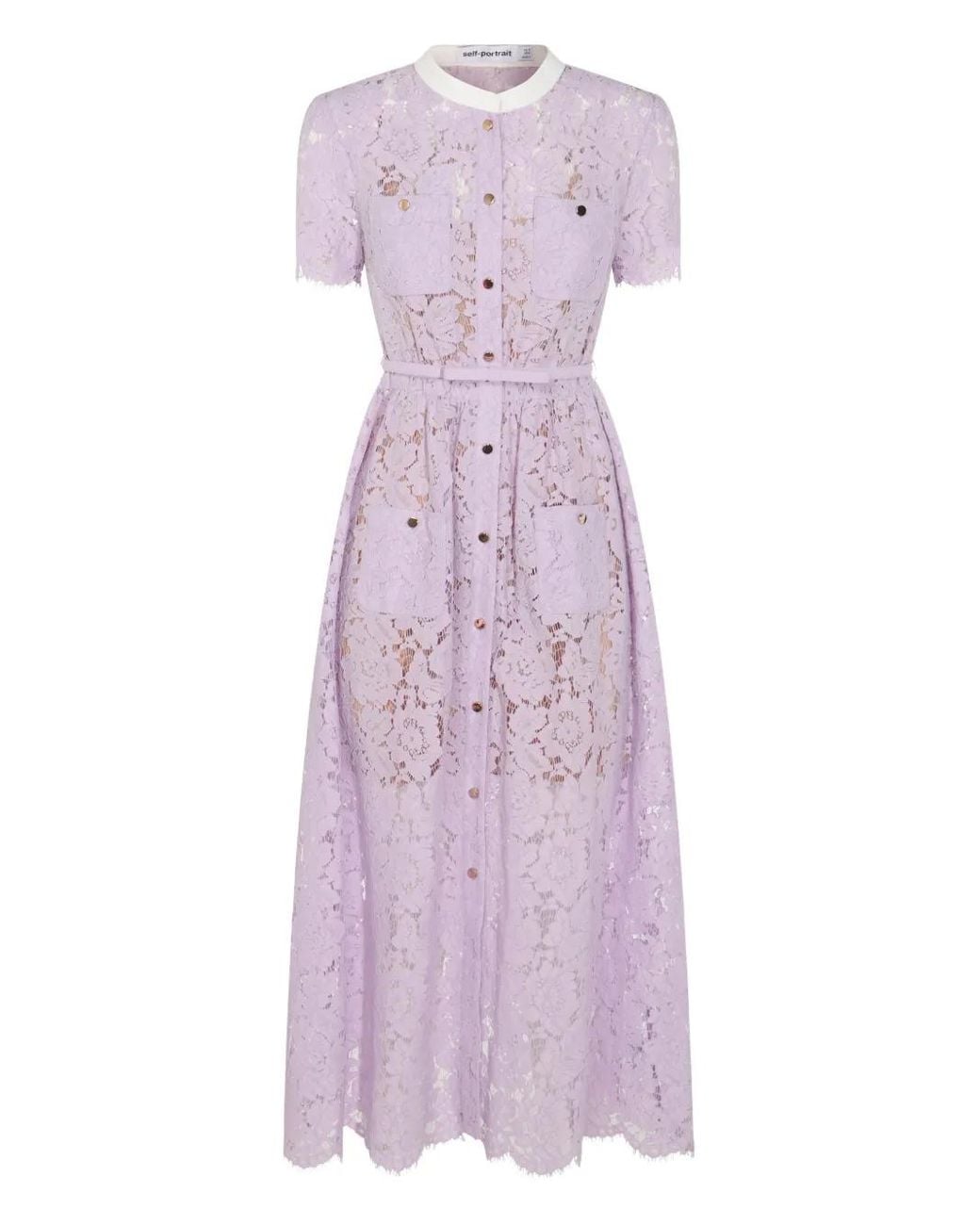 knee length dresses for ladies Self-Portrait Lilac Guipure Dress  Runway Catalog