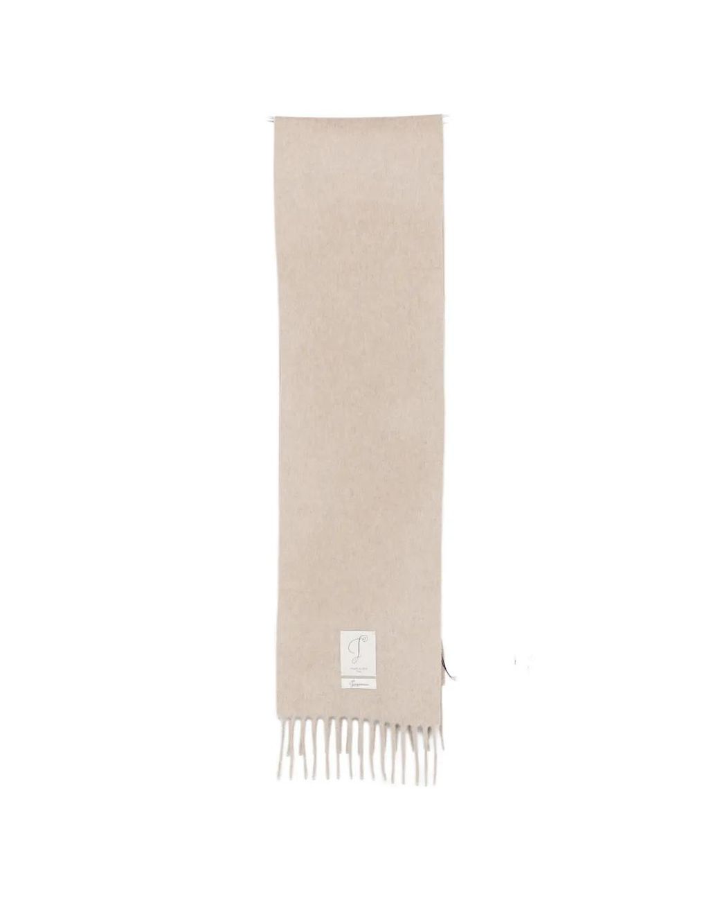 Jacquemus White Fringed Logo-Patch Scarf