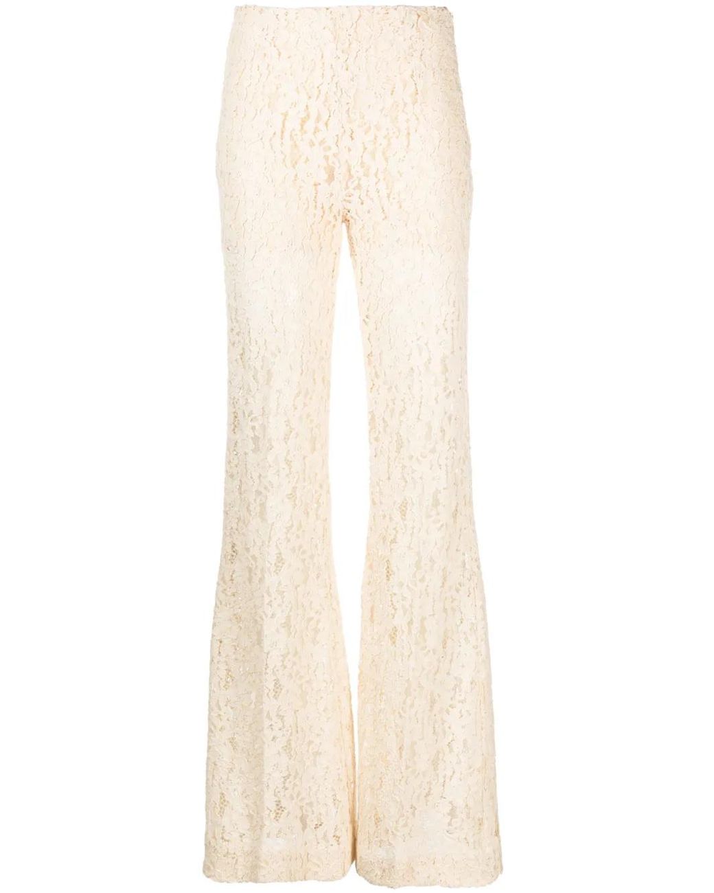 Twinset Natural Broderie Anglaise Flared Trousers