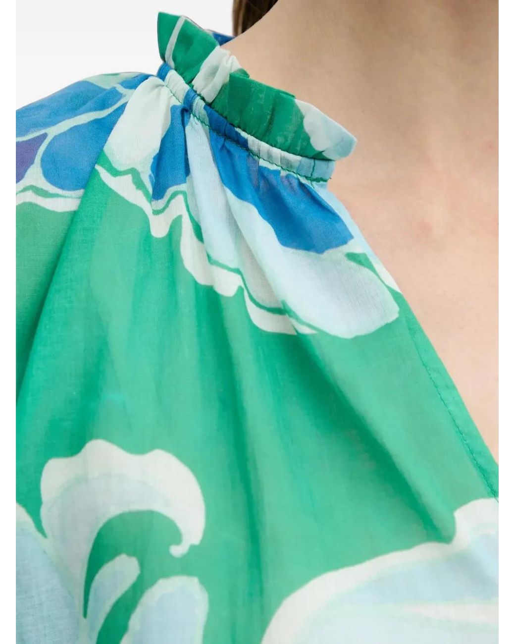 Morgan Green Ruffled Print Blouse