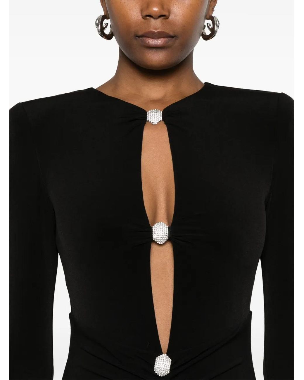 Nissa Black Crystal-Embellished Mini Dress