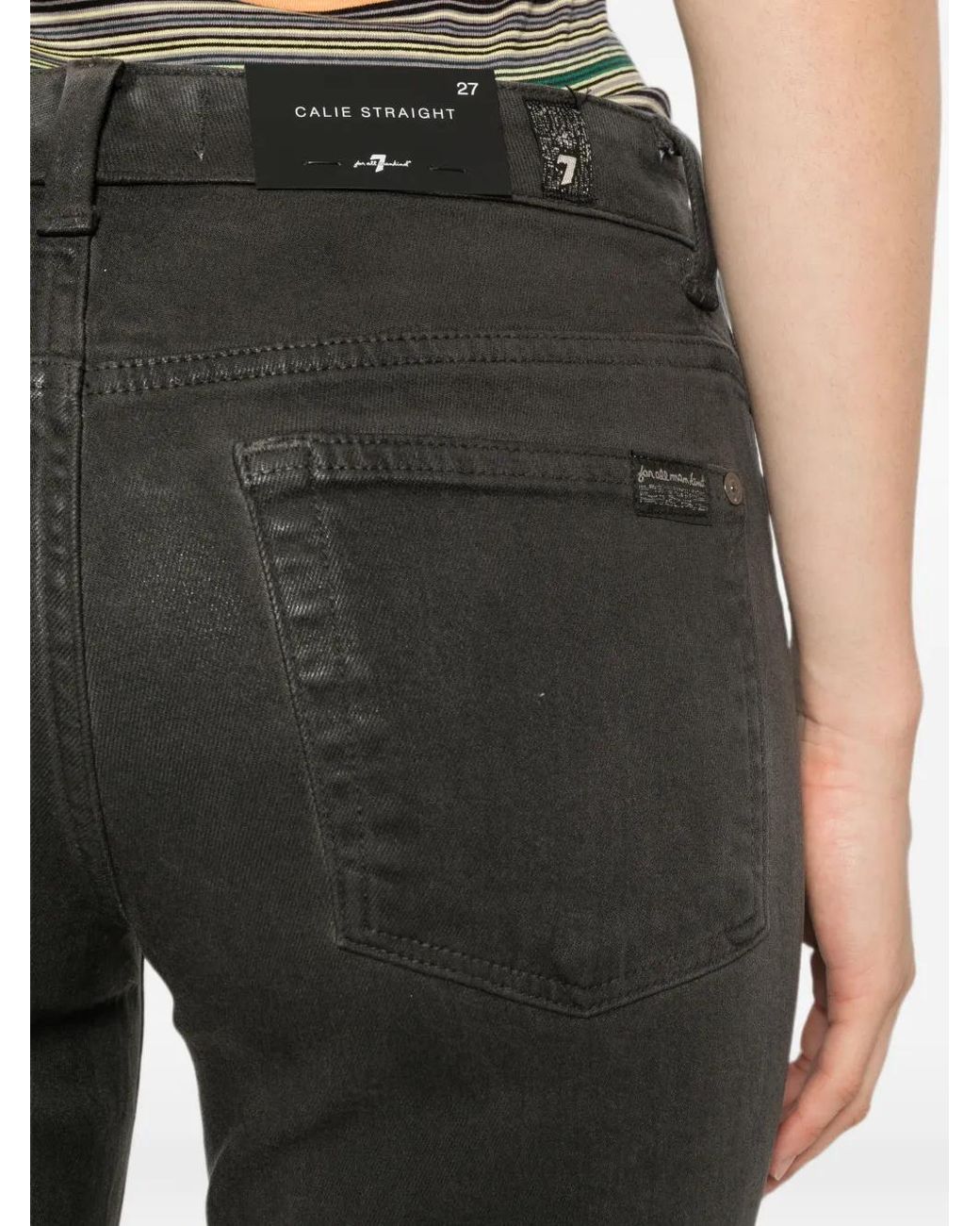 7 For All Mankind Gray Jean Droit Calie À Patch Logo