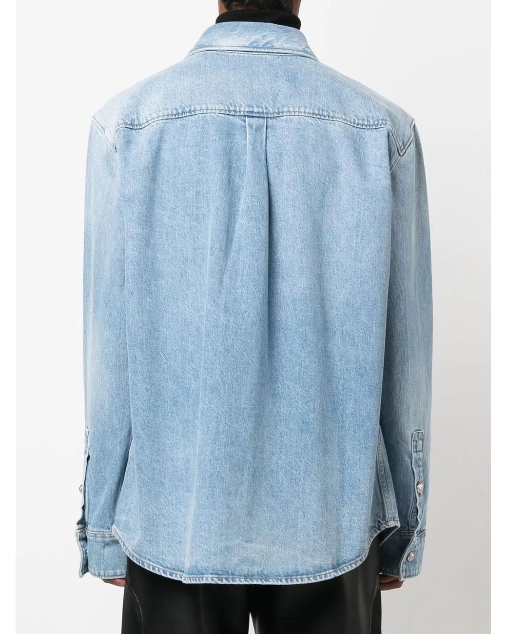 Balmain Blue Faded Denim Shirt-Jacket for men