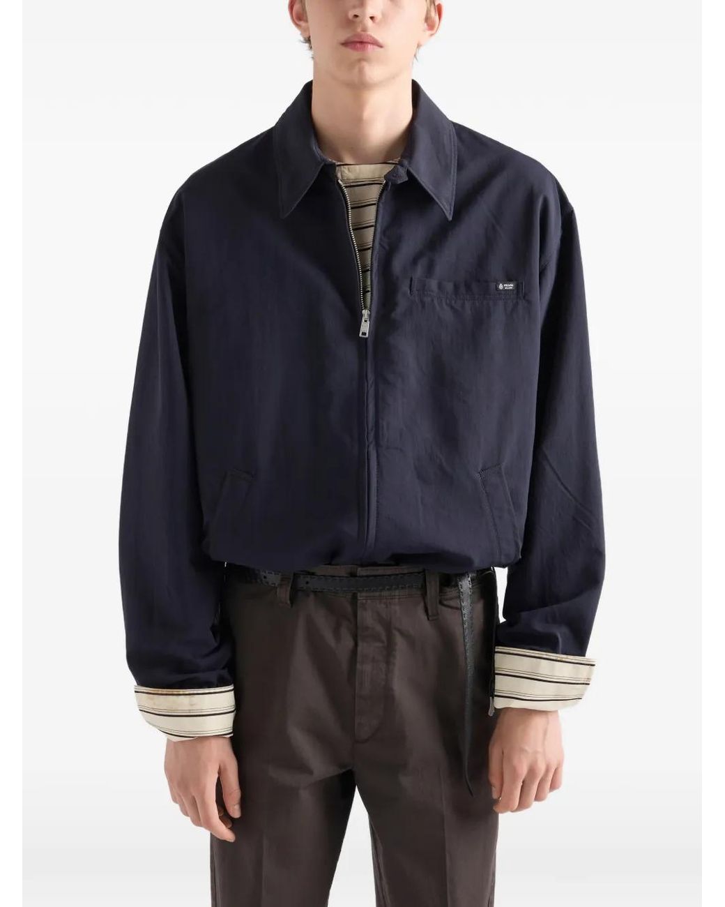 Prada Jack Met Logoplakkaat in het Blue voor heren