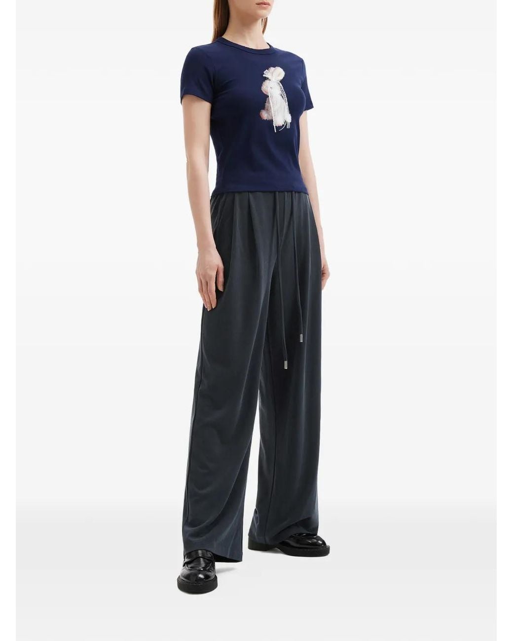 B+ AB Blue Drawstring-Fastening Palazzo Pants