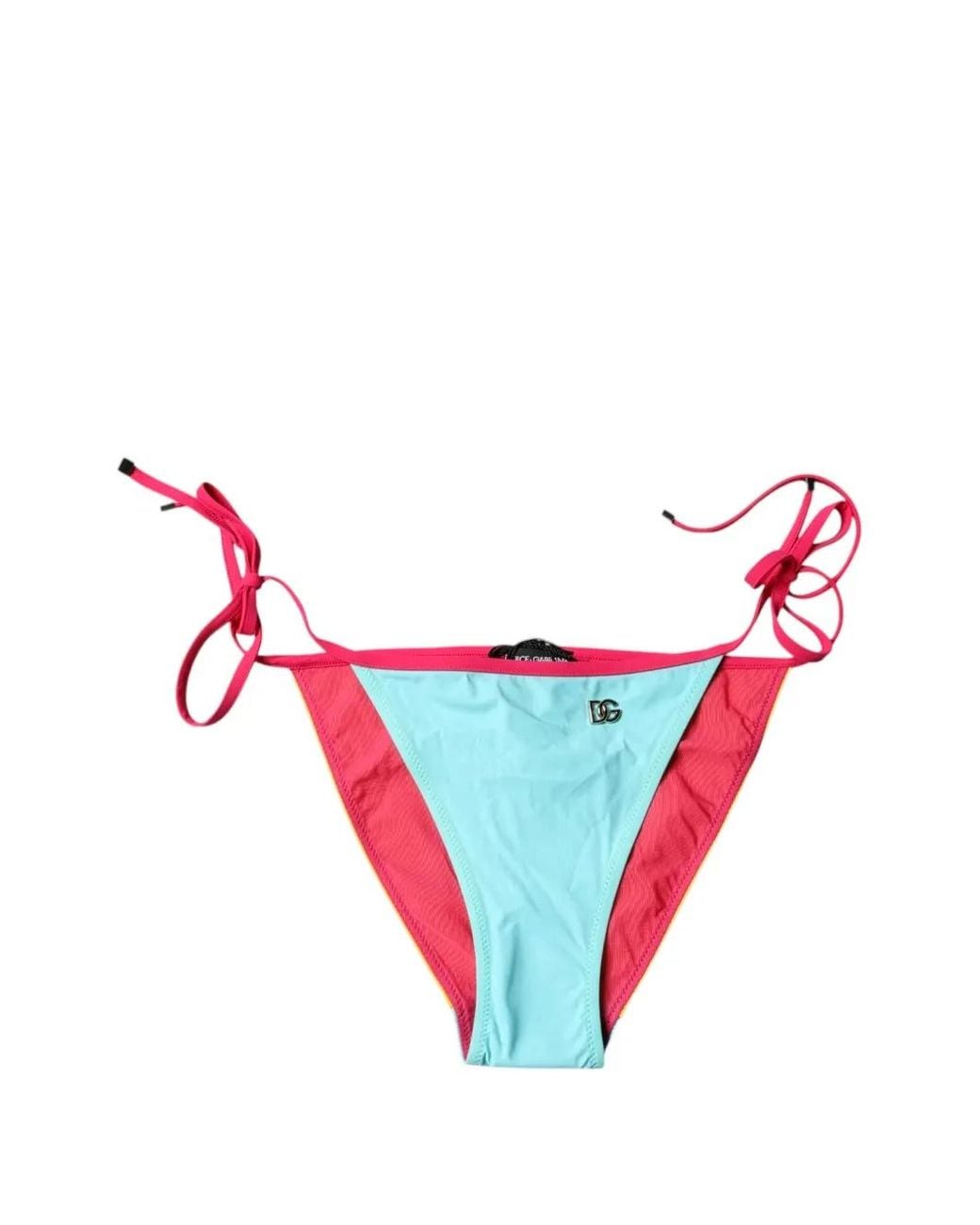 Dolce & Gabbana Red Dg Logo Tie-Side Bikini Bottoms