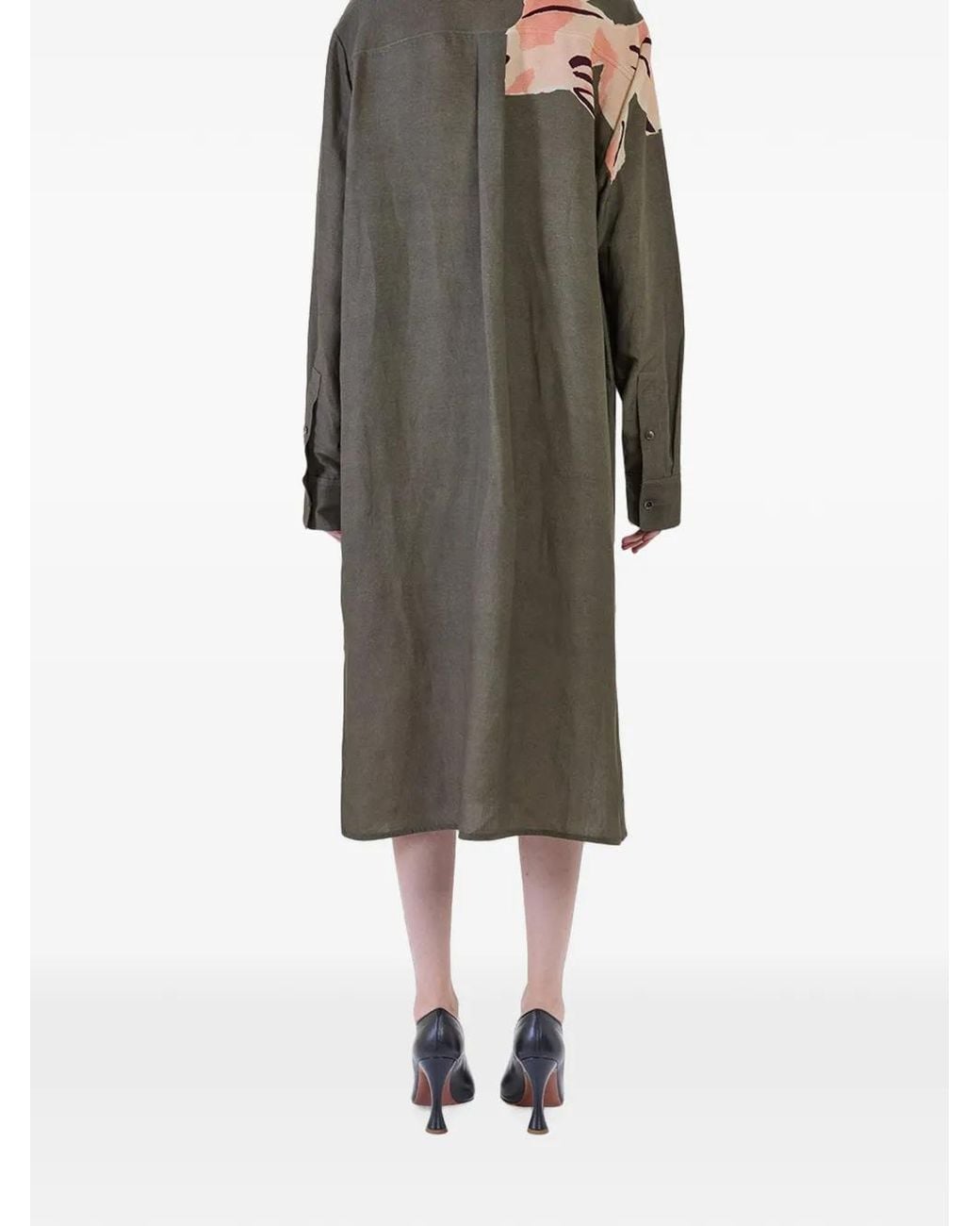 Paul Smith Gray Kingyo La Peche-Print Shirt Midi Dress
