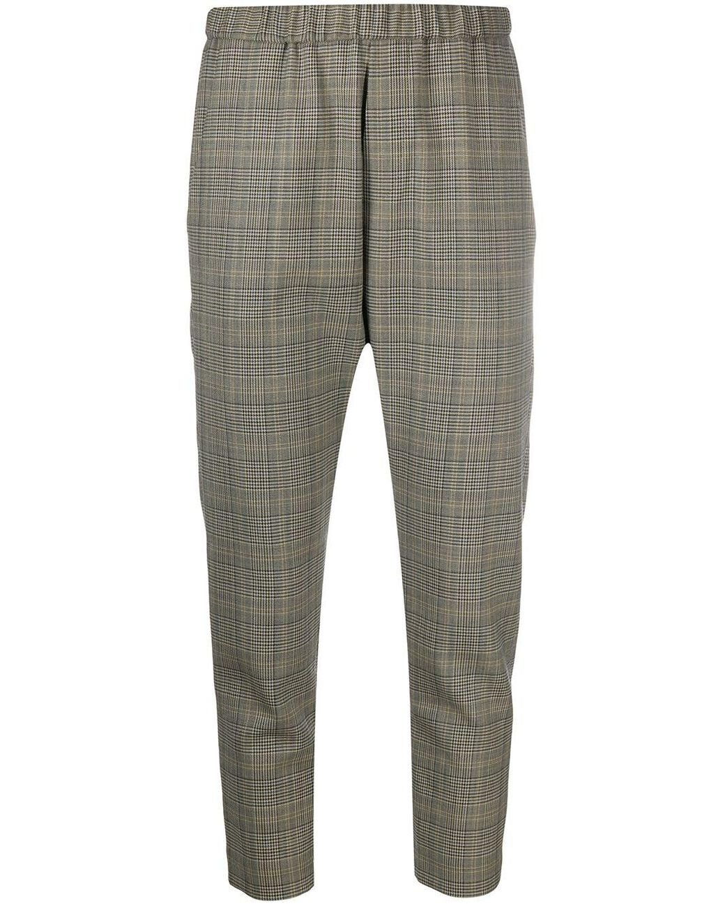 Nili Lotan Wool Plaid Cropped Trousers in Brown - Lyst