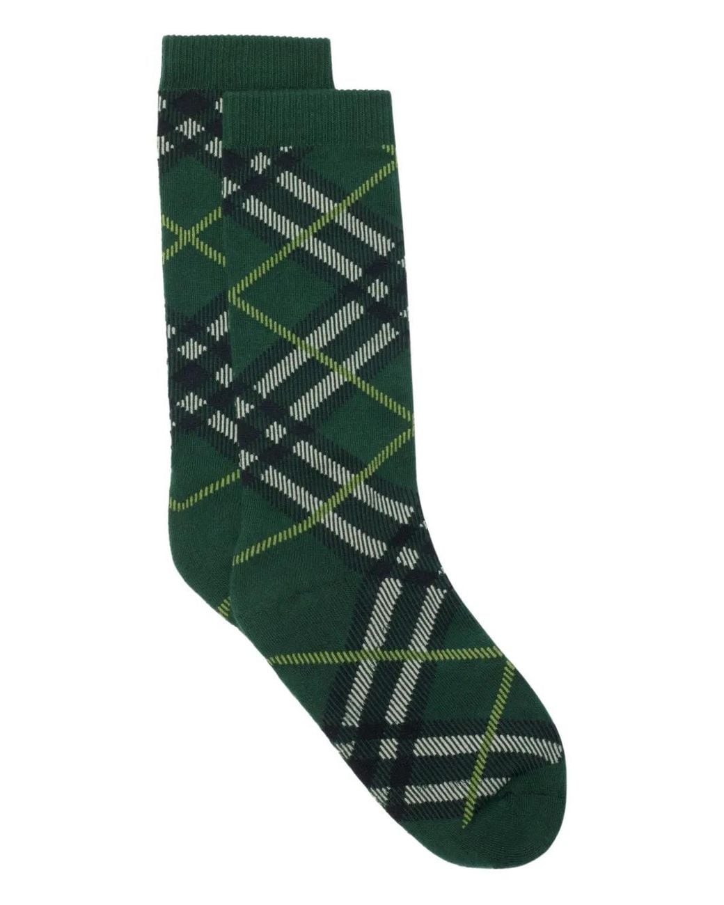 Burberry Green Check Cotton-Blend Socks