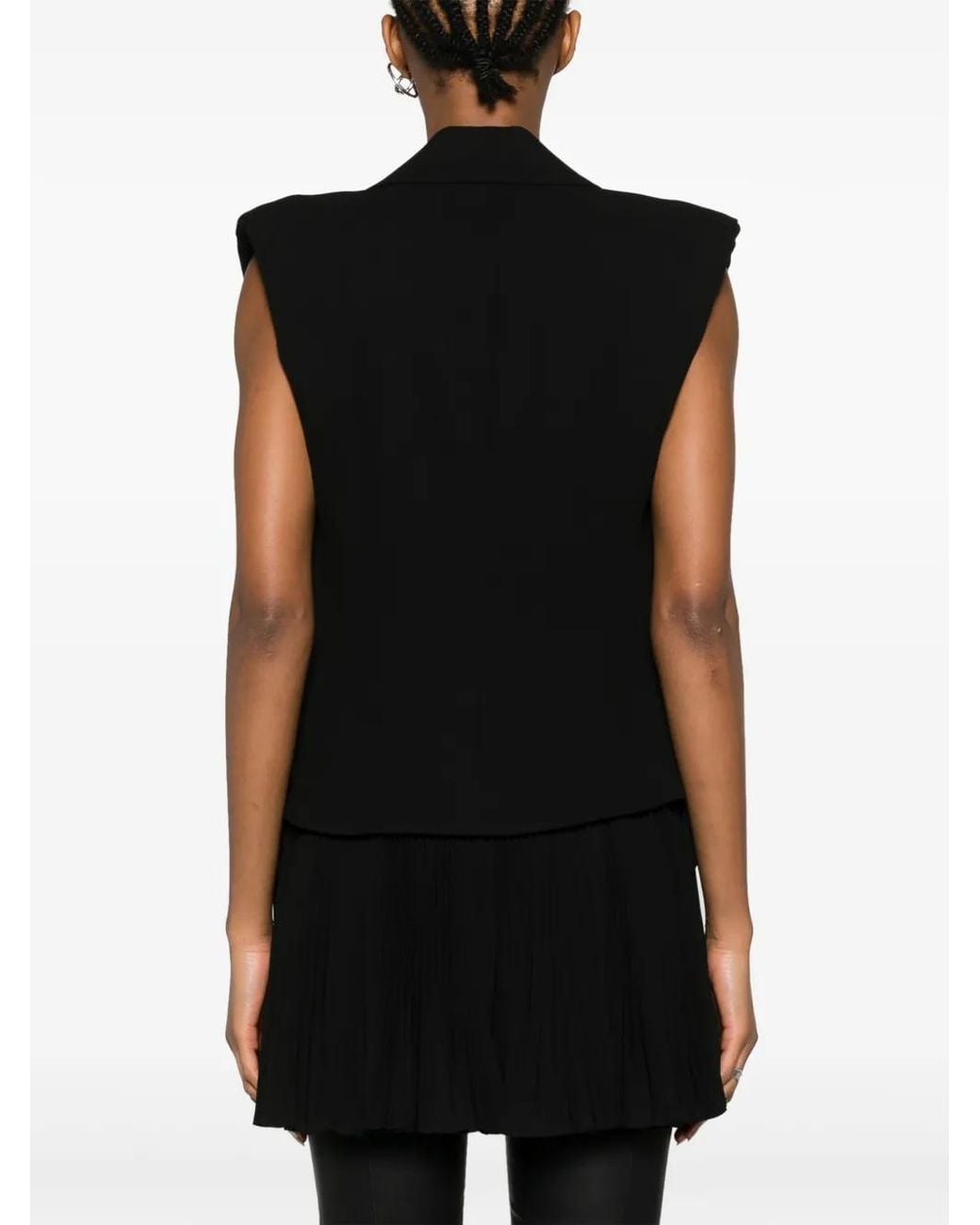 Jonathan Simkhai Black Single-Breasted Pleated Vest