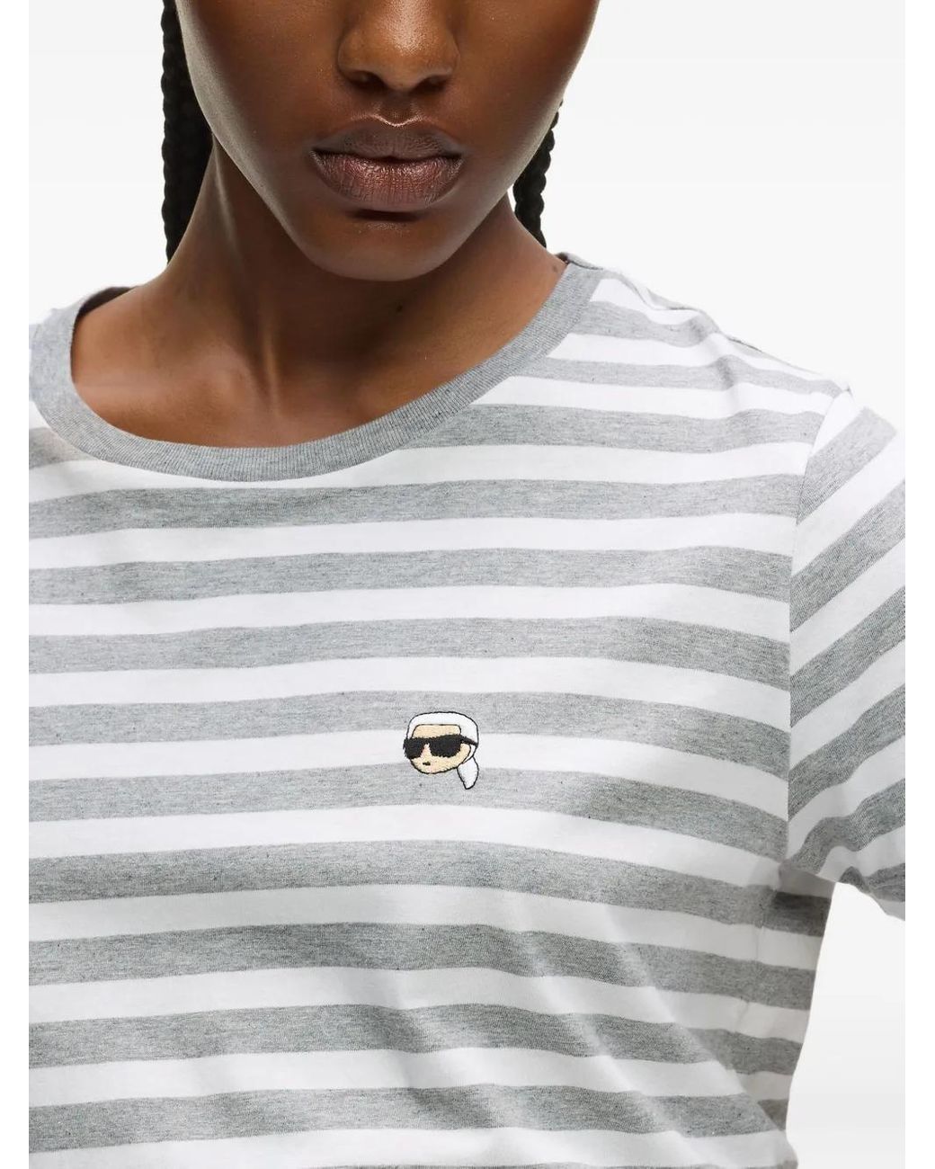 Karl Lagerfeld White Ikon Striped T-Shirt