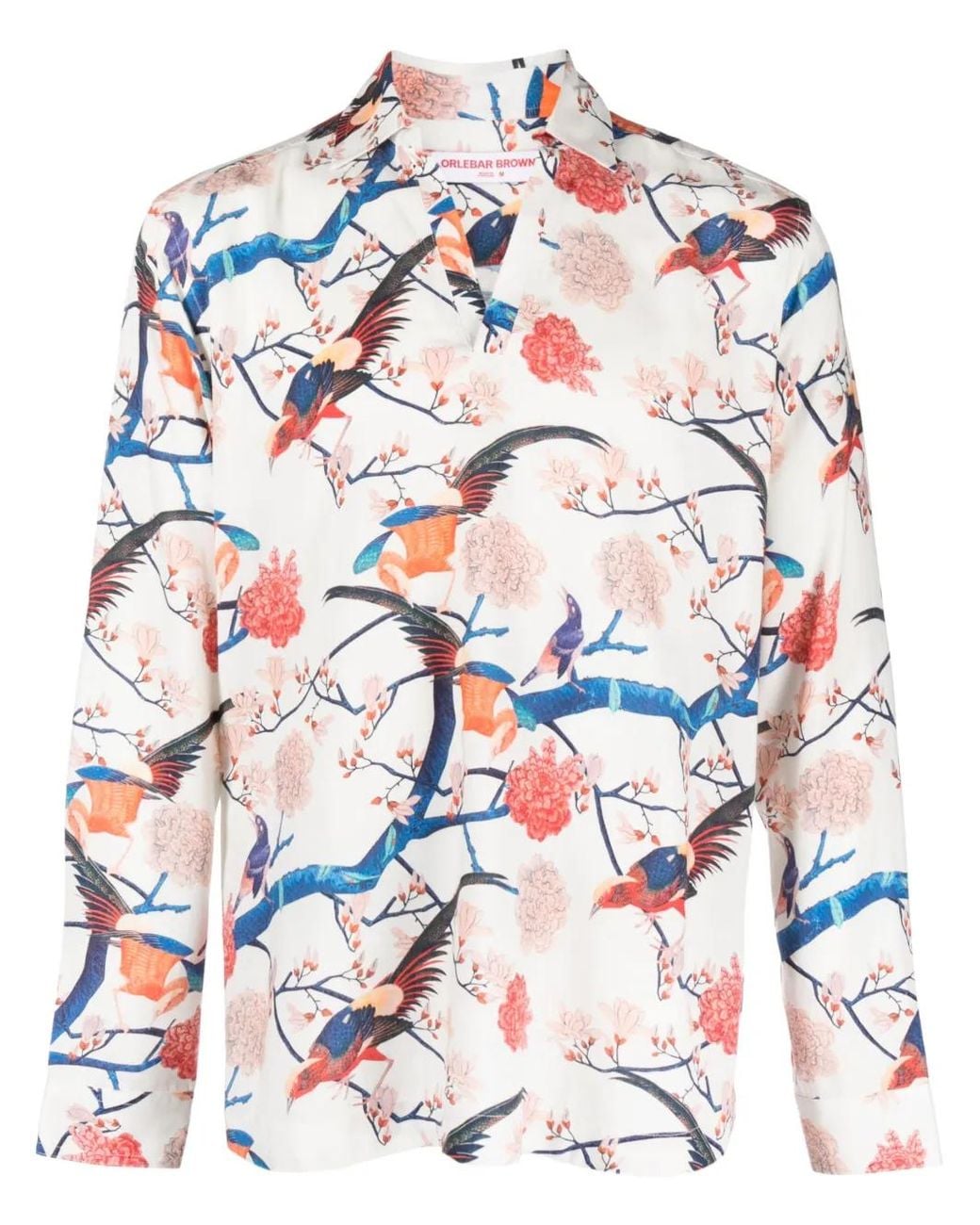Orlebar Brown White Ridley Graphic-Print Long-Sleeve Shirt for men