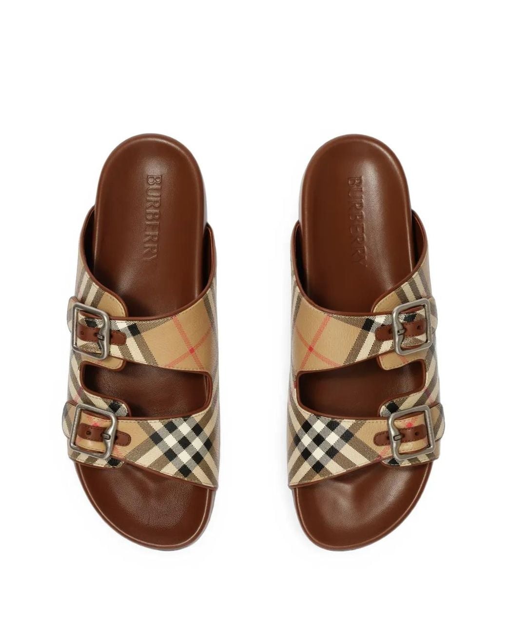 Burberry Brown Check And Leather Urchin Sandals for men