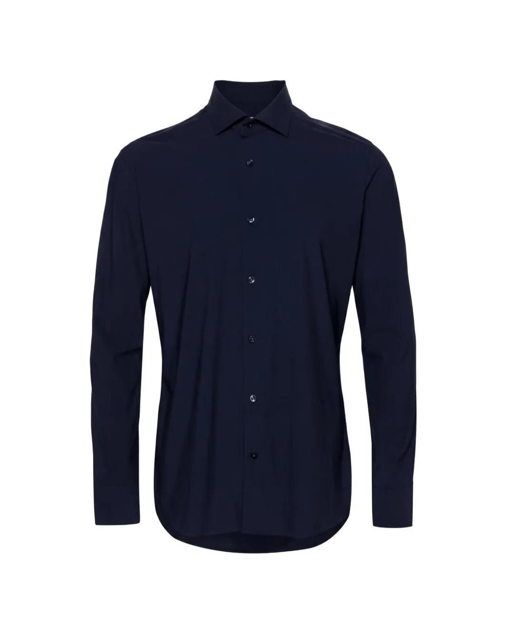 Caliban Blue Spread-Collar Long-Sleeve Shirt for men