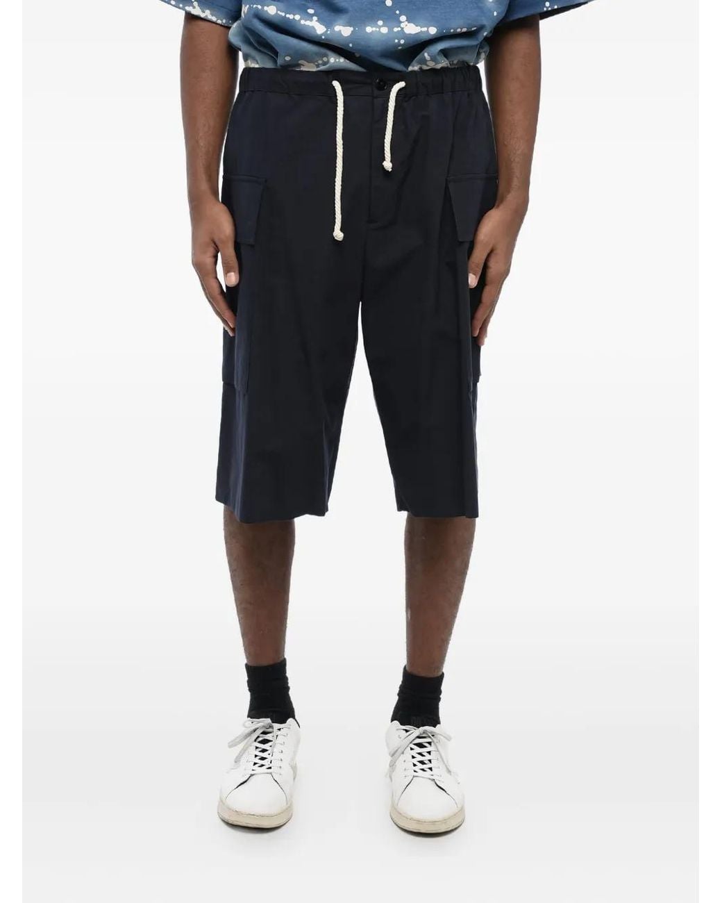 Jil Sander Black Drawstring Cargo Shorts for men