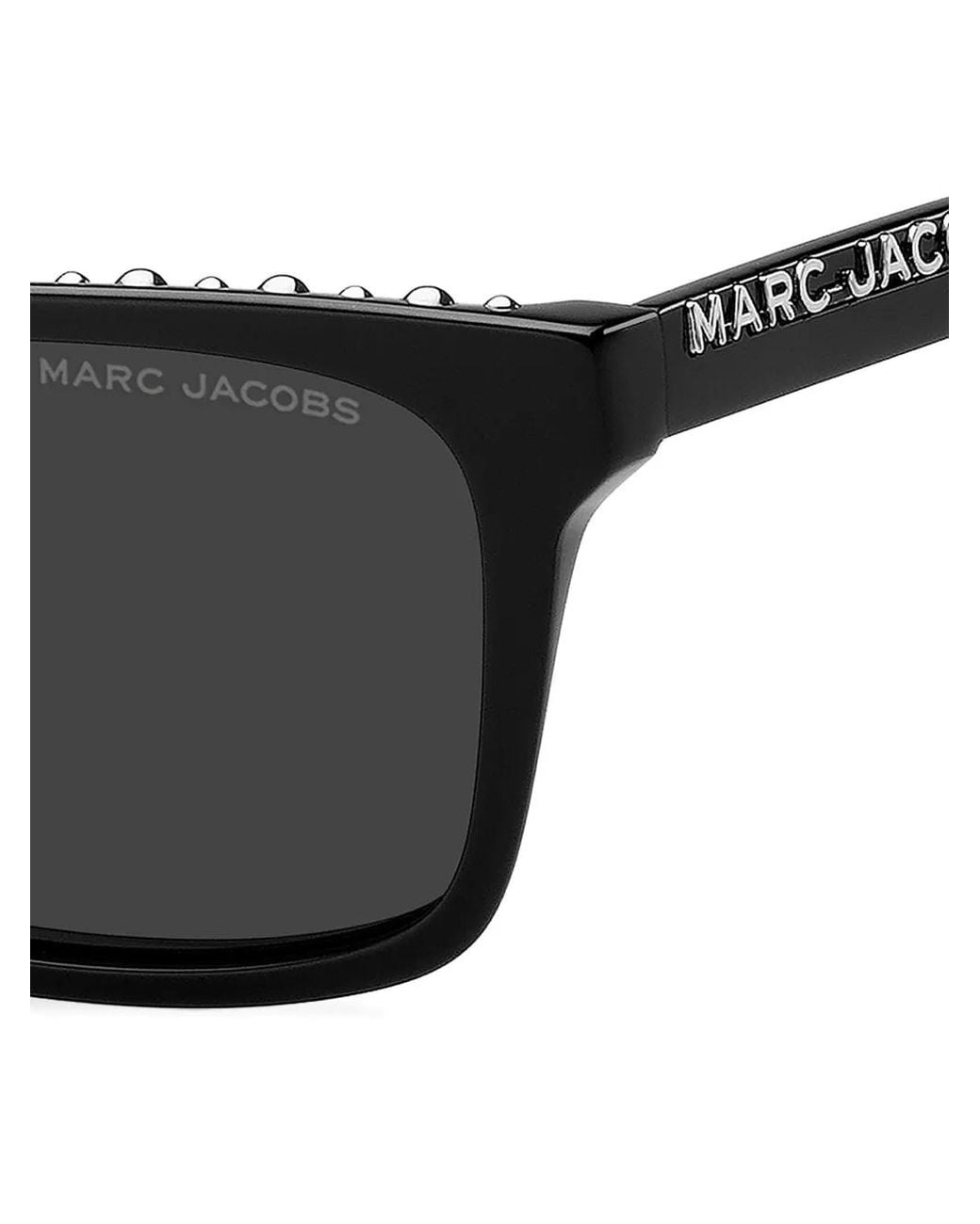 Marc Jacobs Black Crystal-Embellished Rectangle-Frame Sunglasses
