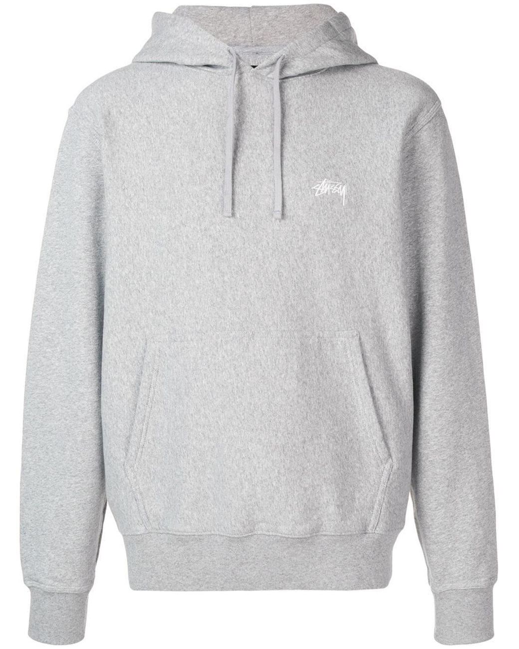 Stussy Cotton Classic Brand Hoodie in Grey (Gray) for Men - Lyst