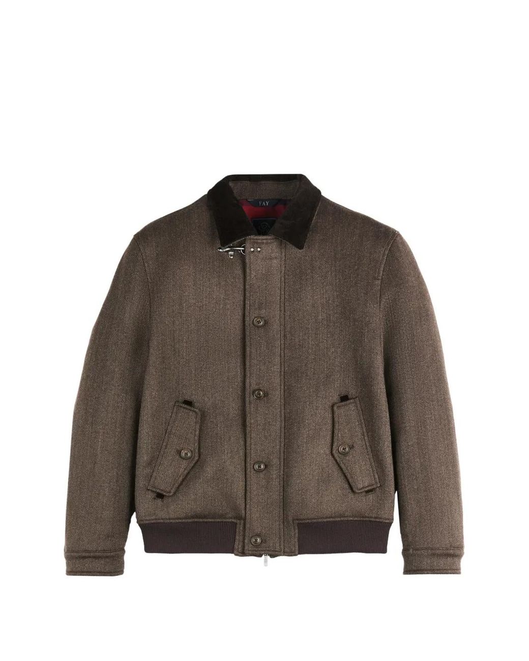 Fay Brown Corduroy-Collar Lobster-Clasp Bomber Jacket for men
