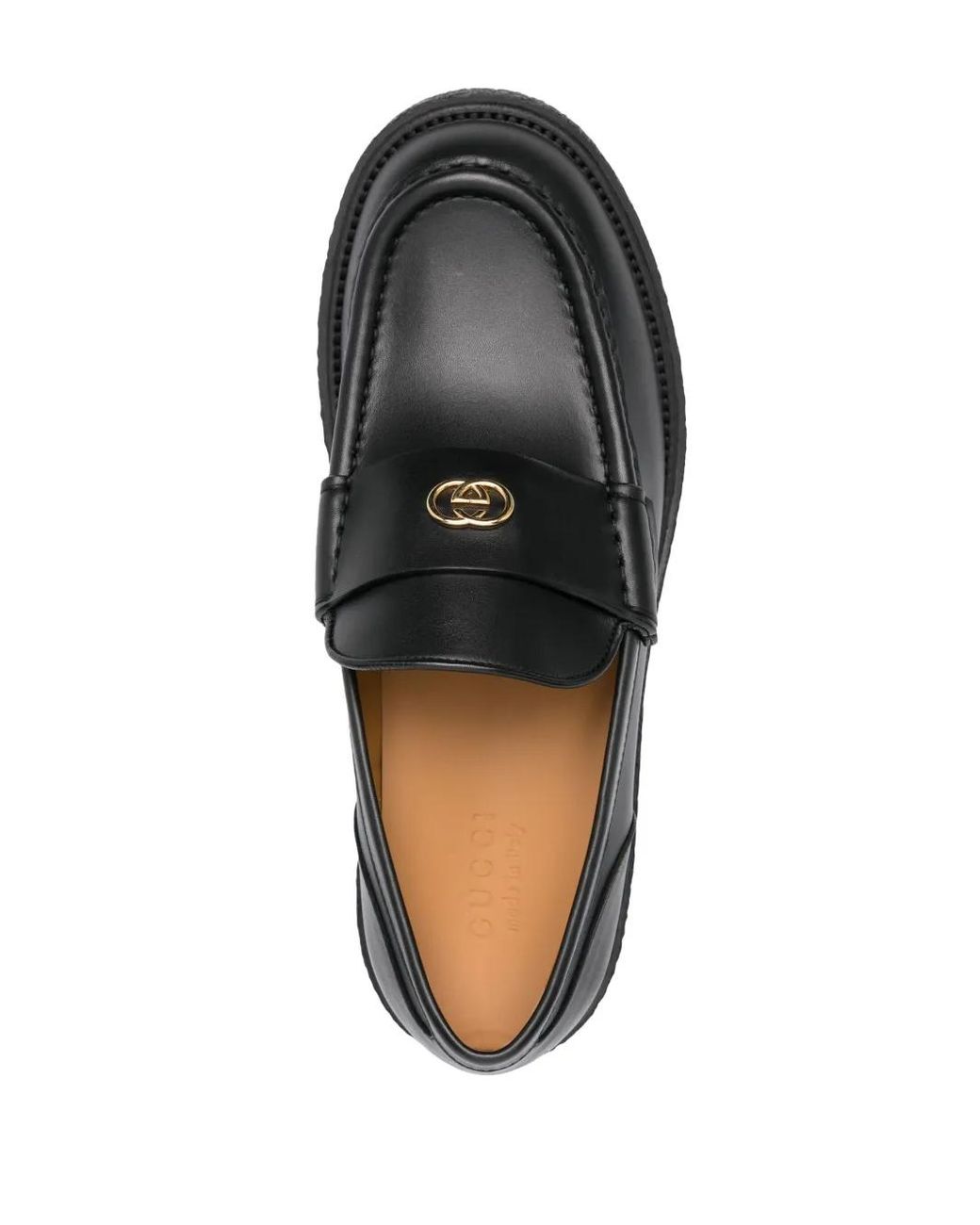 Gucci Black Menen Interlocking G-Plaque Loafers for men