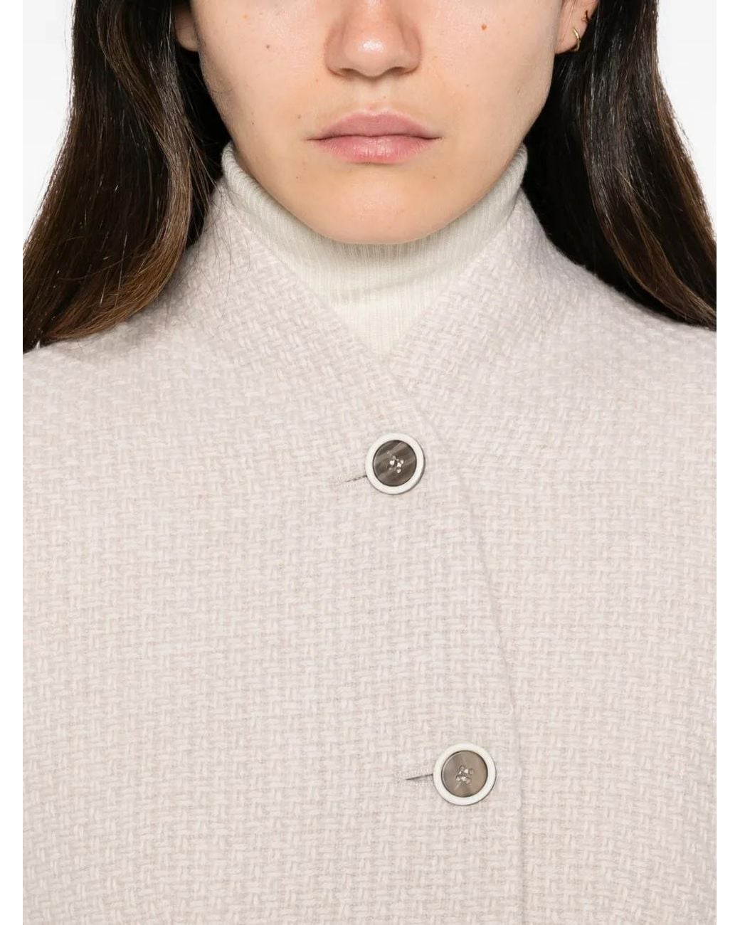 Emporio Armani White High-Neck Textured Jacket