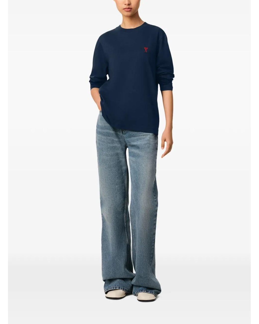 AMI Blue Ami De Coeur Long-Sleeved T-Shirt for men