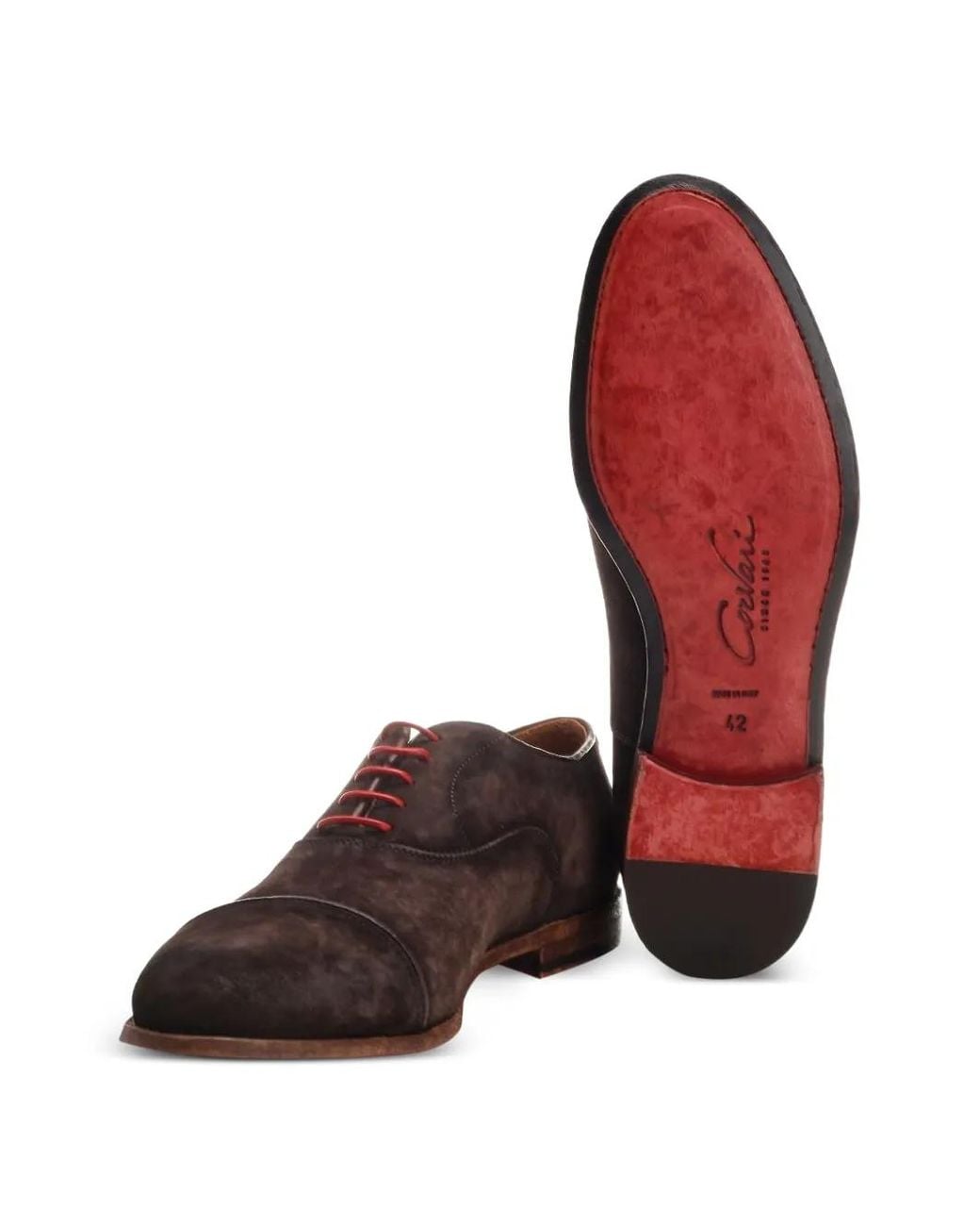 Corvari Brown Cap-Toe Suede Derby Shoes for men