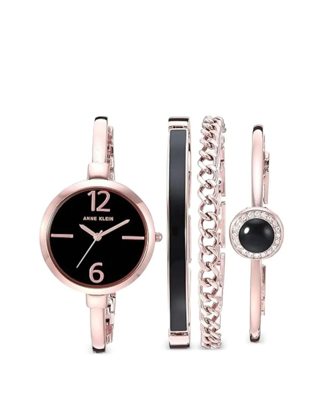 Anne Klein Black Montre À Détail De Logo Mm