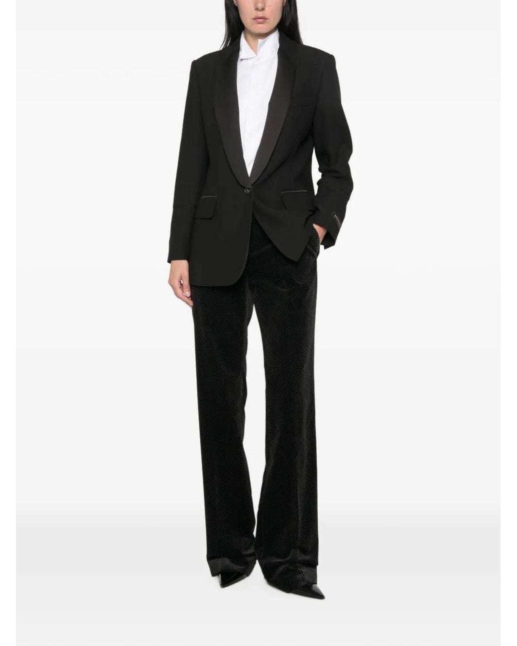 ERMANNO FIRENZE Black Satin-Lapel Single-Breasted Jacket