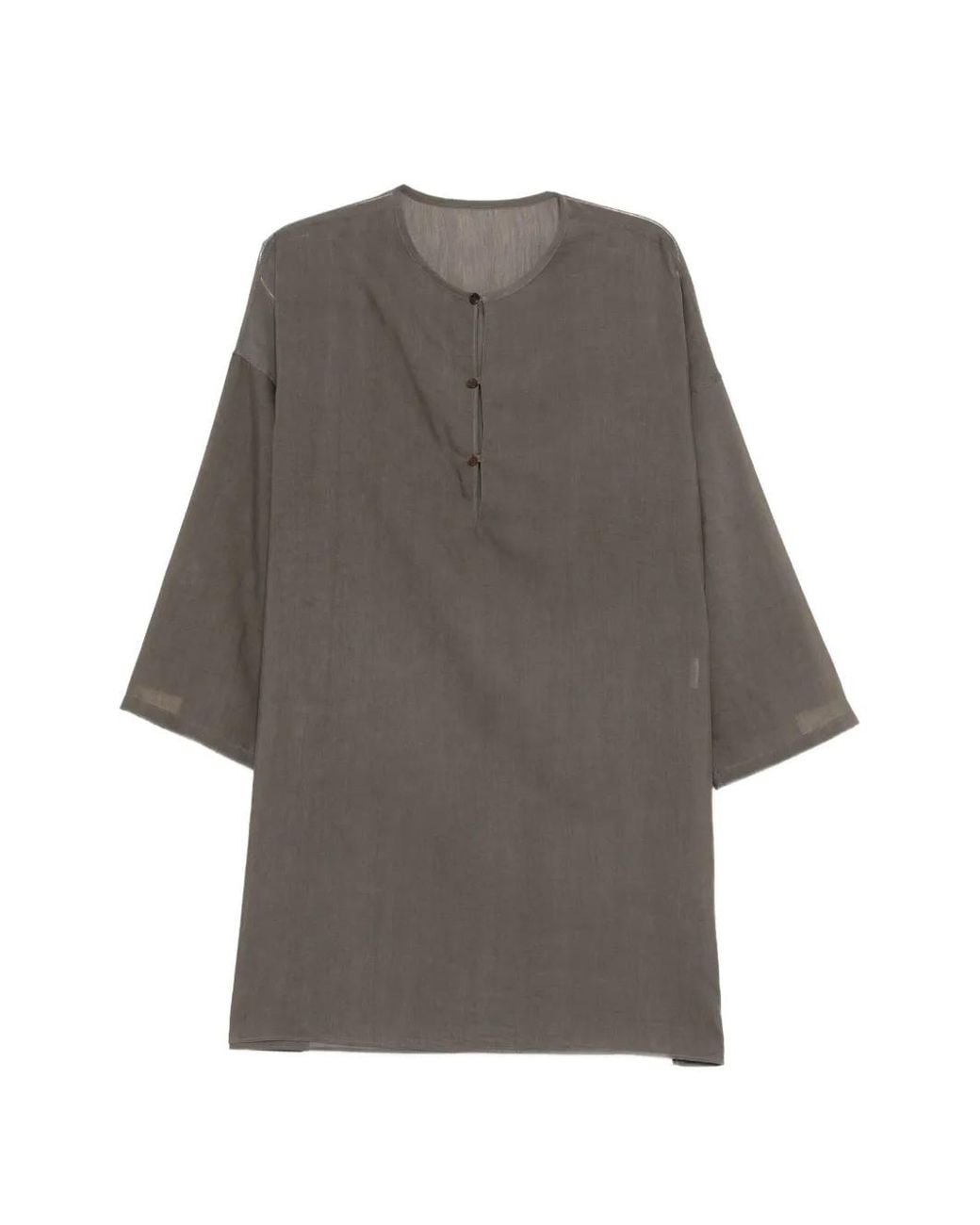 Yohji Yamamoto Gray Gusseted Collarless Shirt for men