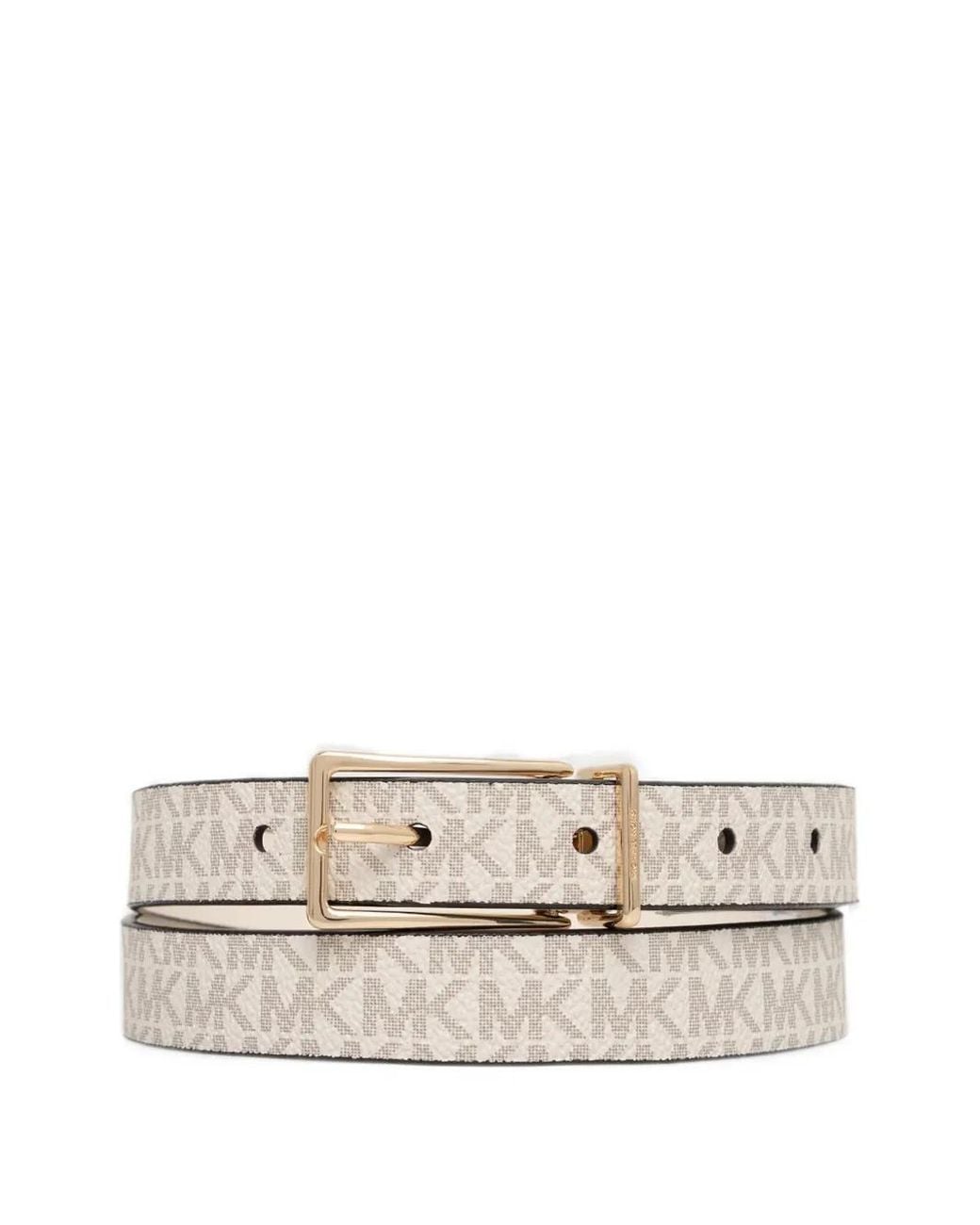 MICHAEL Michael Kors White Reversible Signature Logo And Leather Belt
