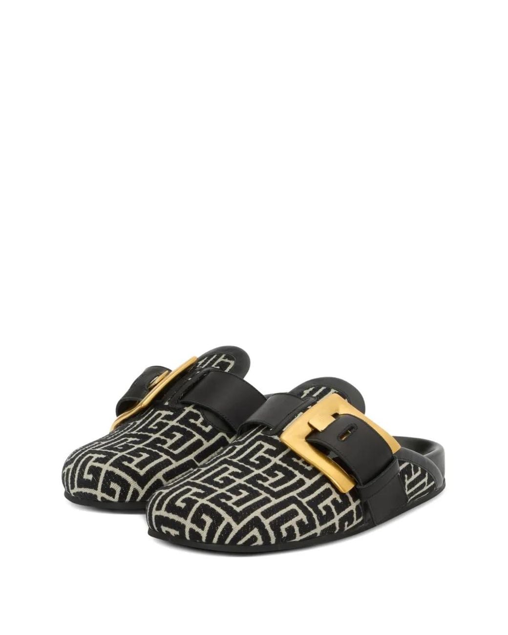 Balmain Black Anthem Monogram-Pattern Slippers