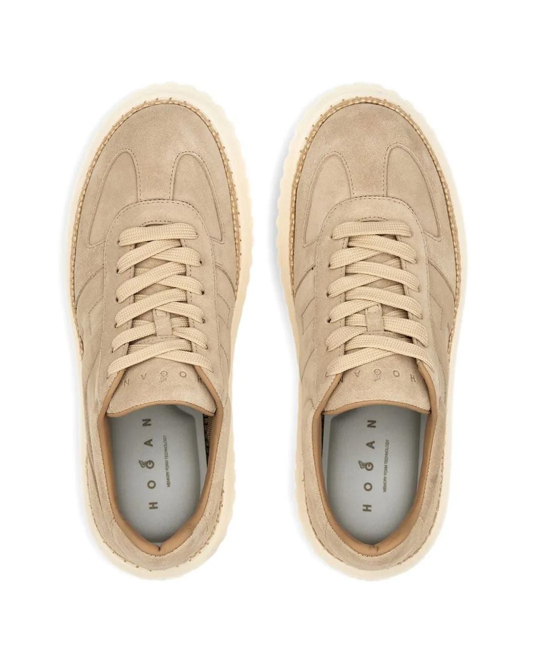 Hogan Natural H-Stripes Suede Platform Sneakers