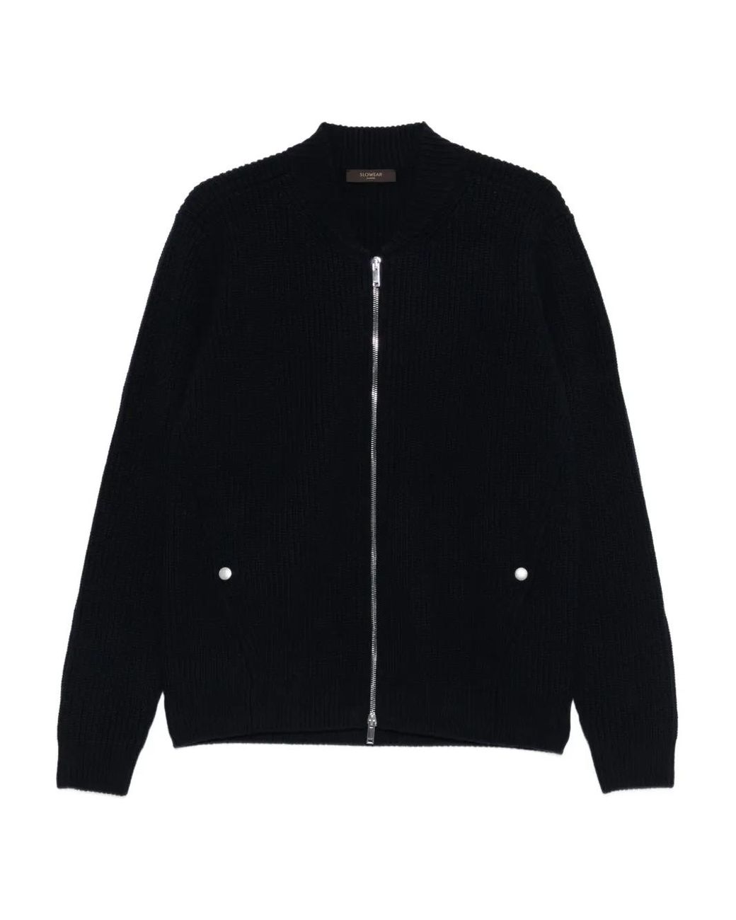 Zanone Black Zip-Up Knitted Jacket for men