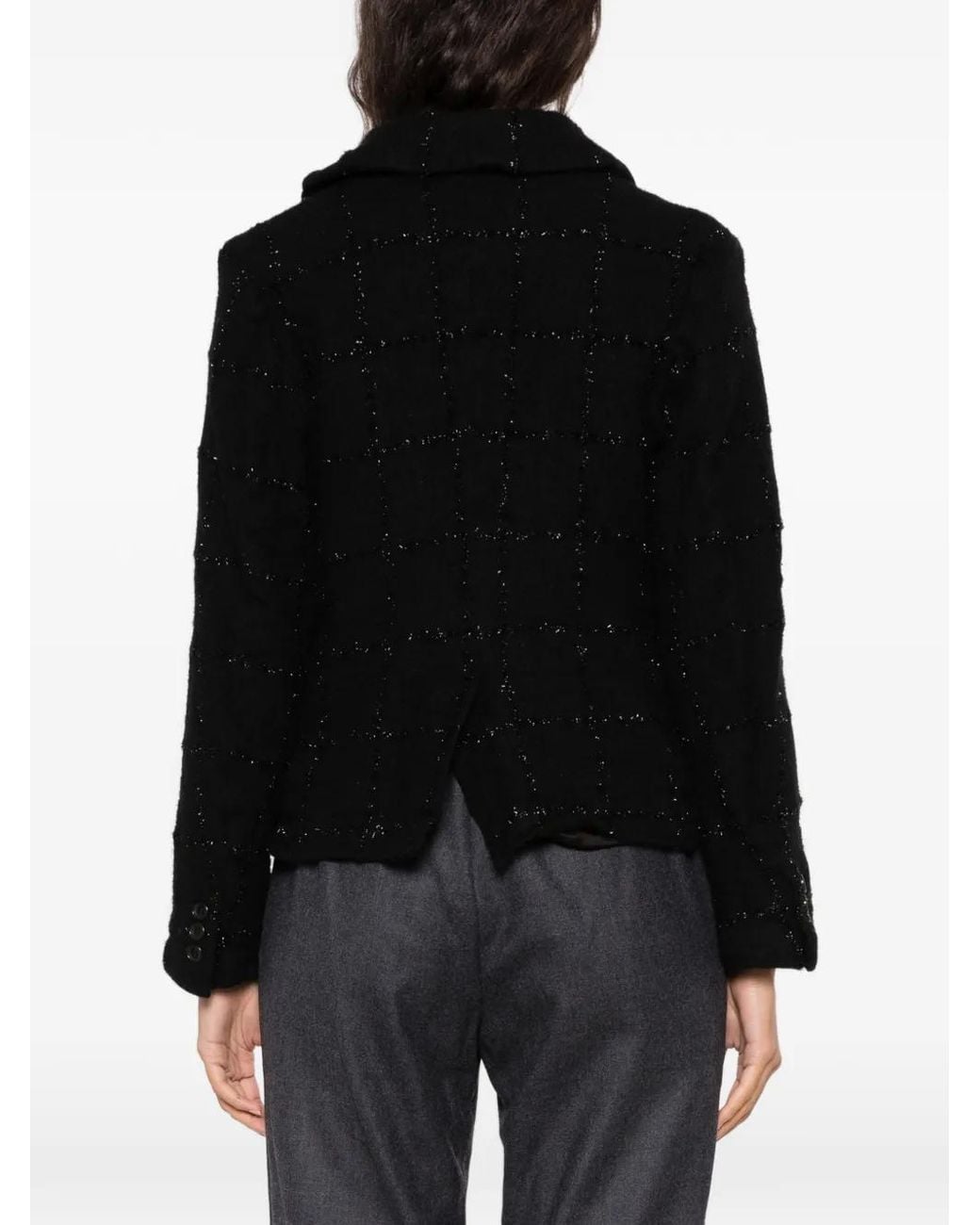 Comme des Garçons Black Check-Pattern Peter-Pan-Collar Jacket