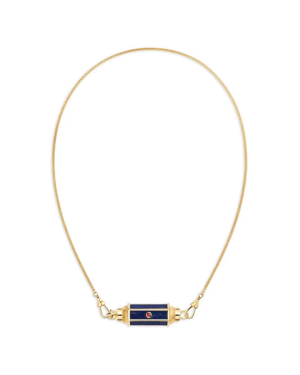 Marie Lichtenberg White Baby Locket Ruby Lapis Necklace