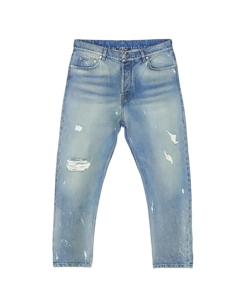 HTC Blue Distressed Loose-Fit Jeans for men