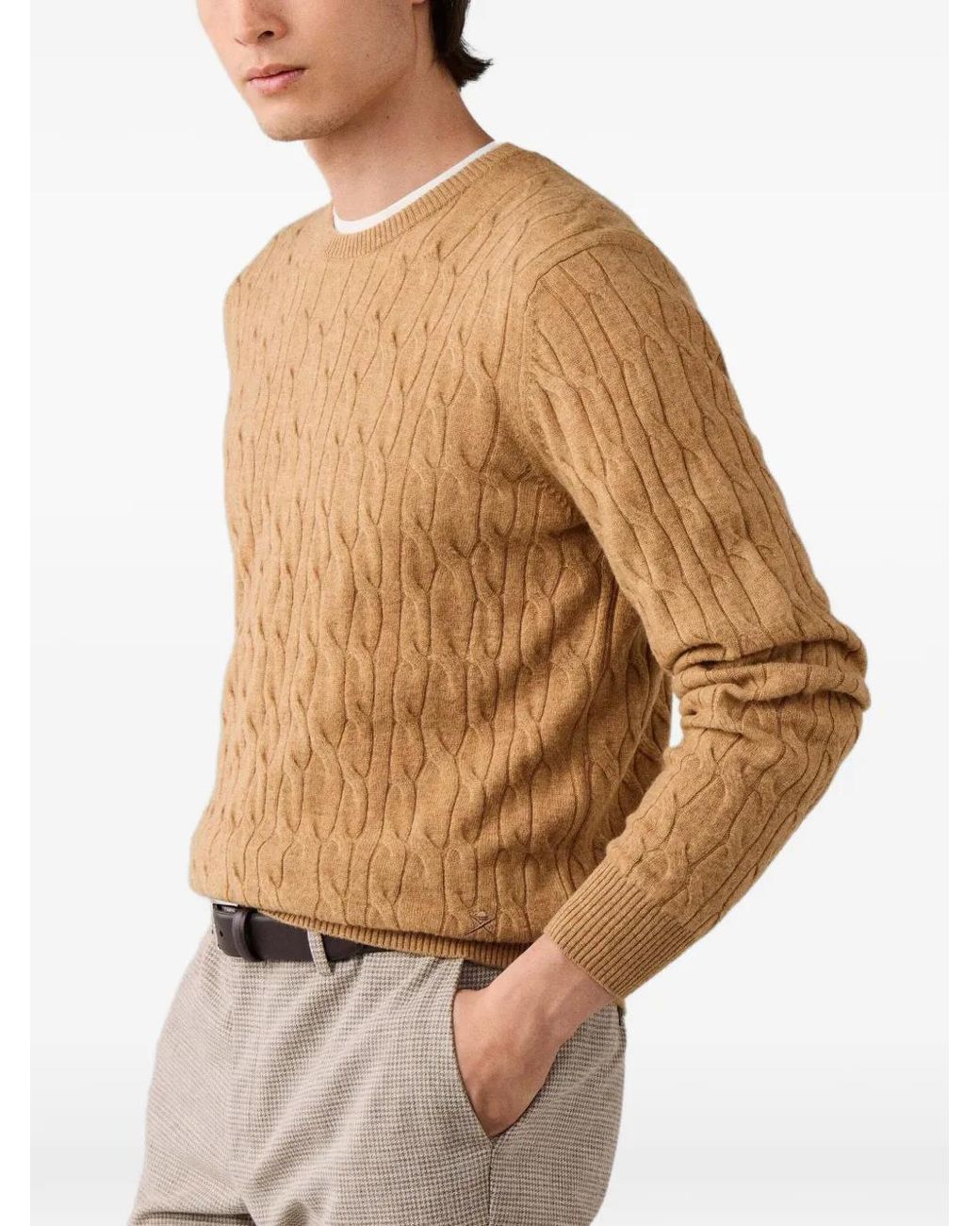 Hackett Multicolor Cable-Knit Lambswool Knit for men