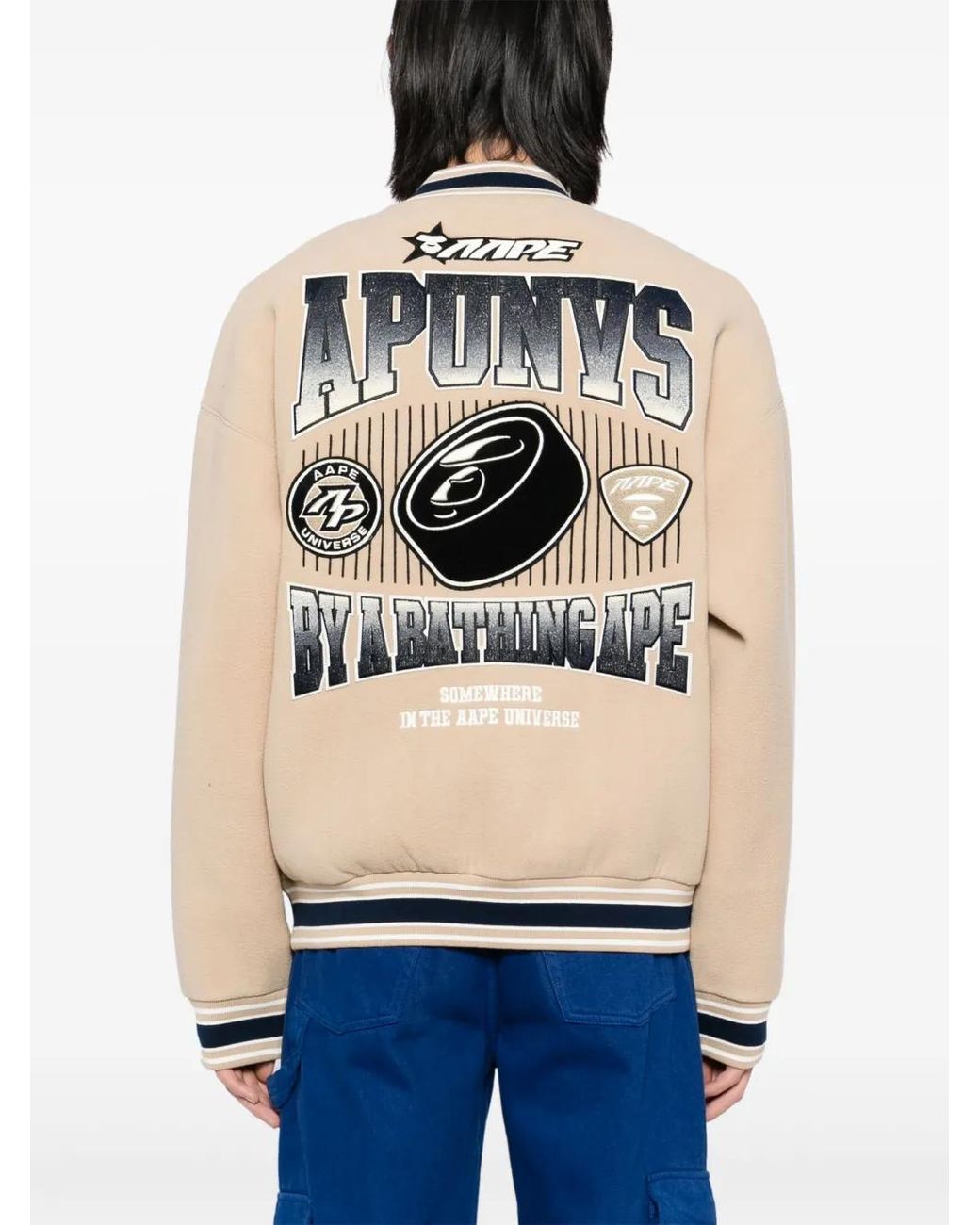 Aape By A Bathing Ape Natural Logo Varsity Jacket for men