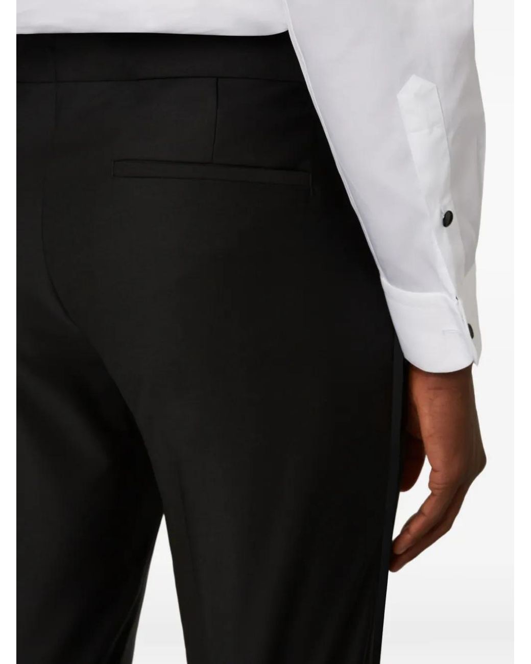 Boggi Black Stretch Wool Dinner Suit Trousers for men