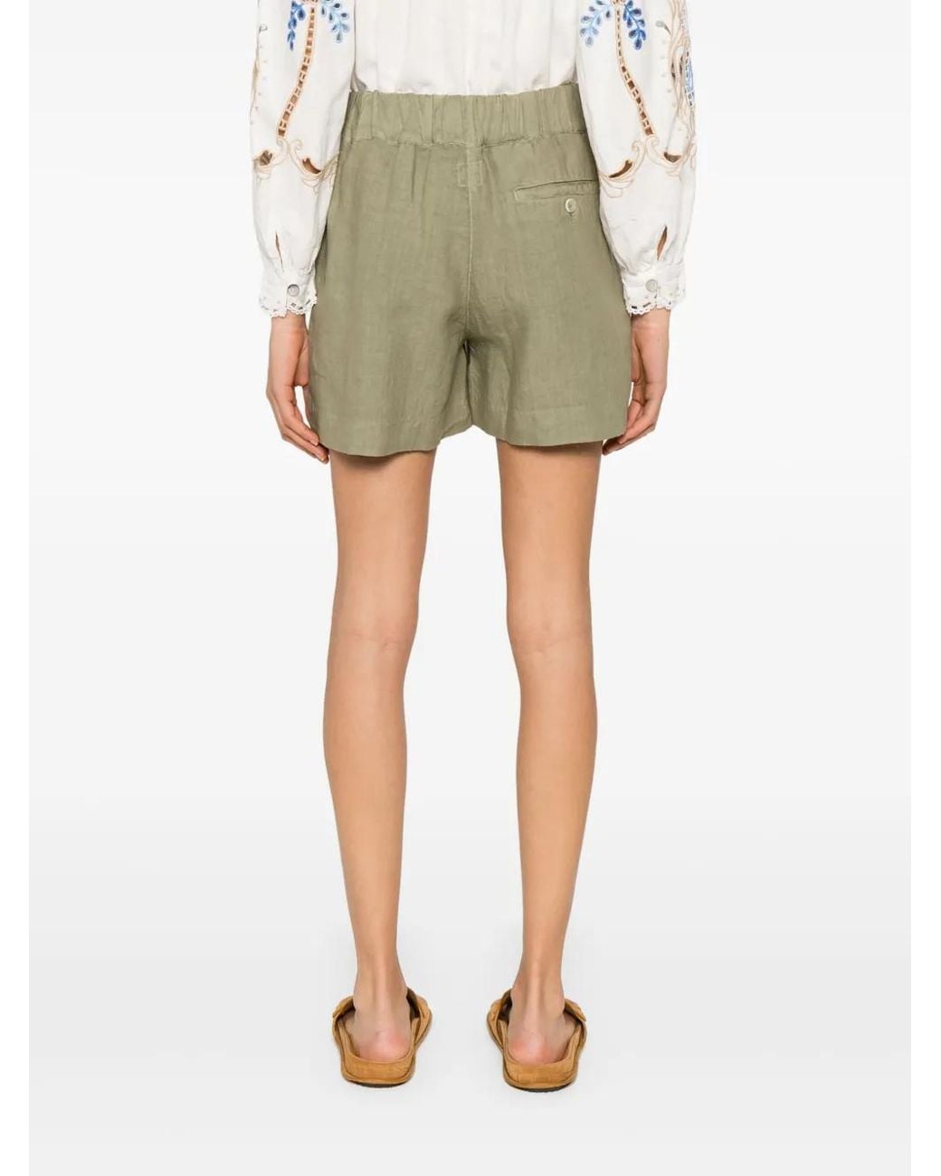 120% Lino Green Linen Shorts