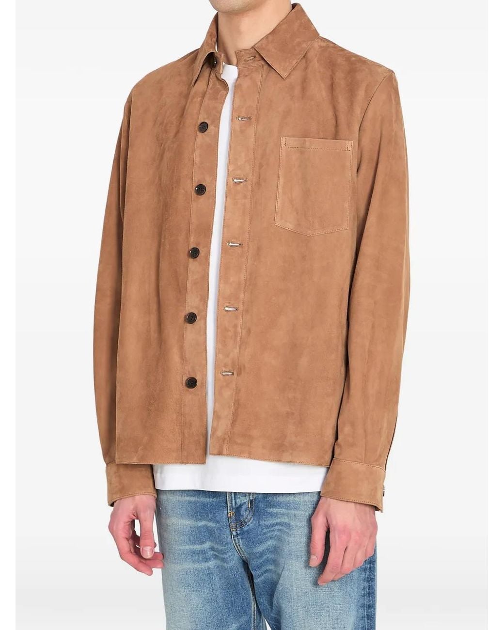 Arma Blue Button Suede Overshirt for men