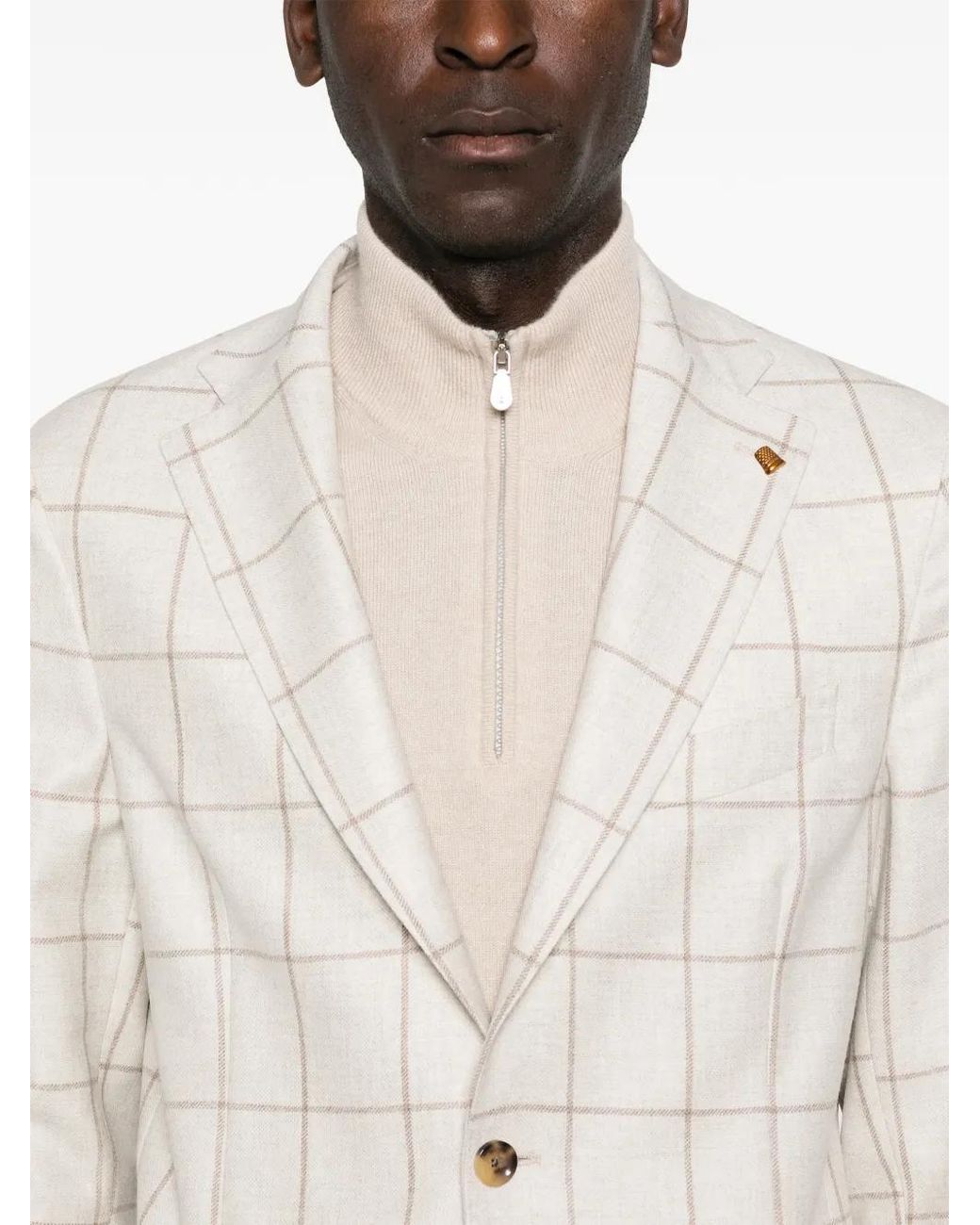 Latorre White Grid-Pattern Blazer for men