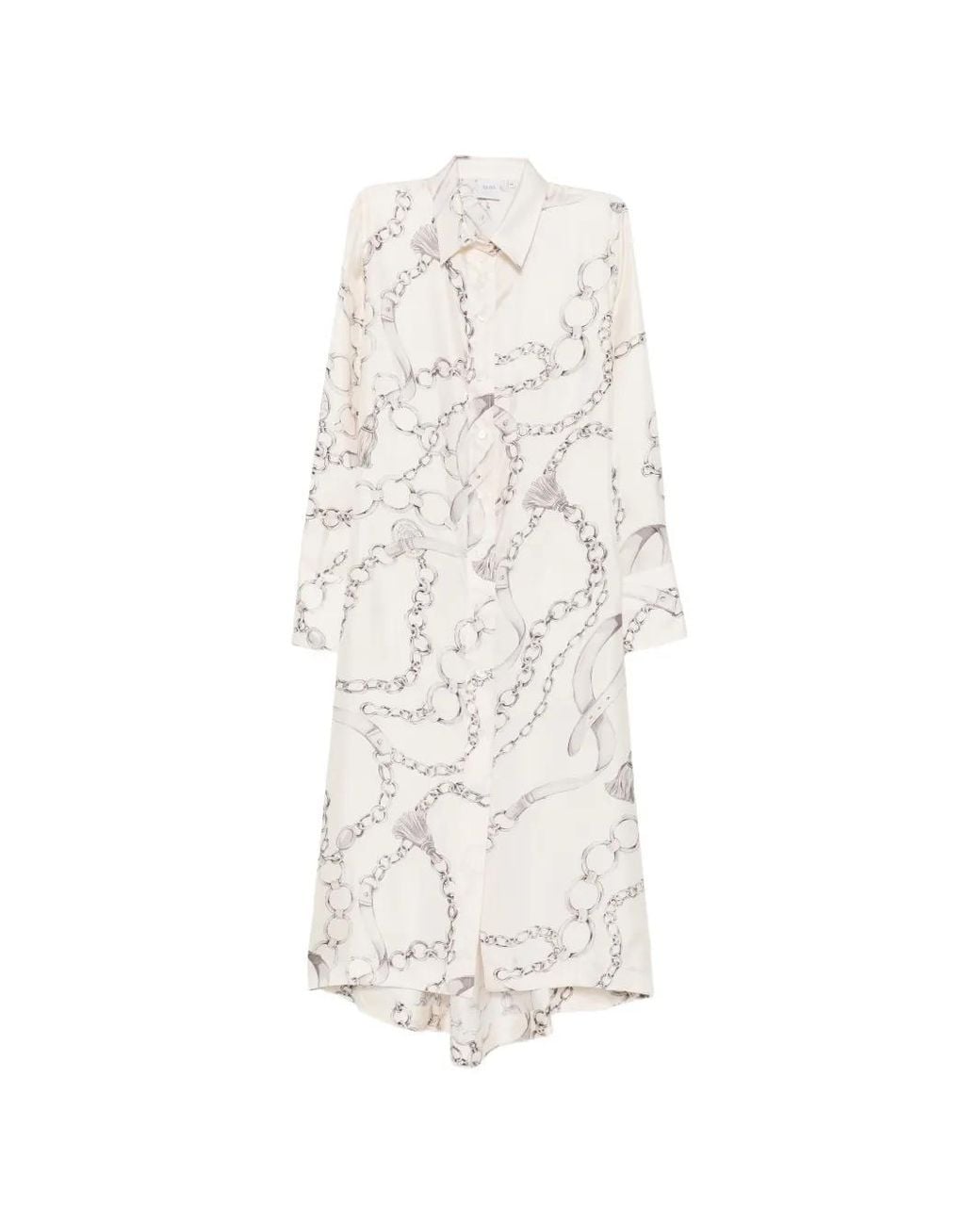 Caliban White Chain-Print Shirtdress