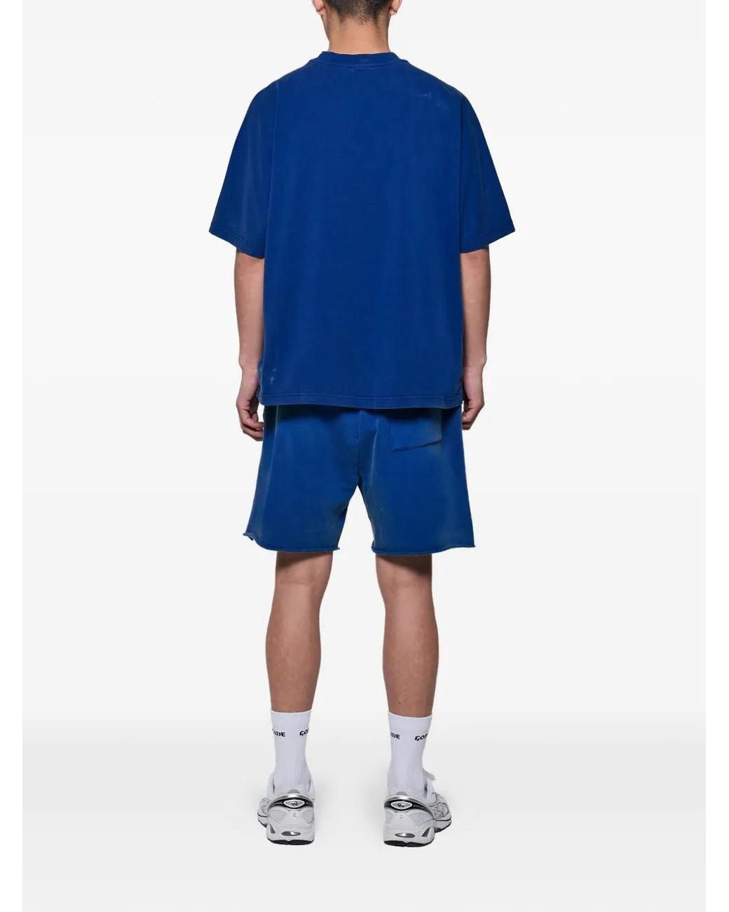GODMADE Blue Flame-Motif Shorts for men