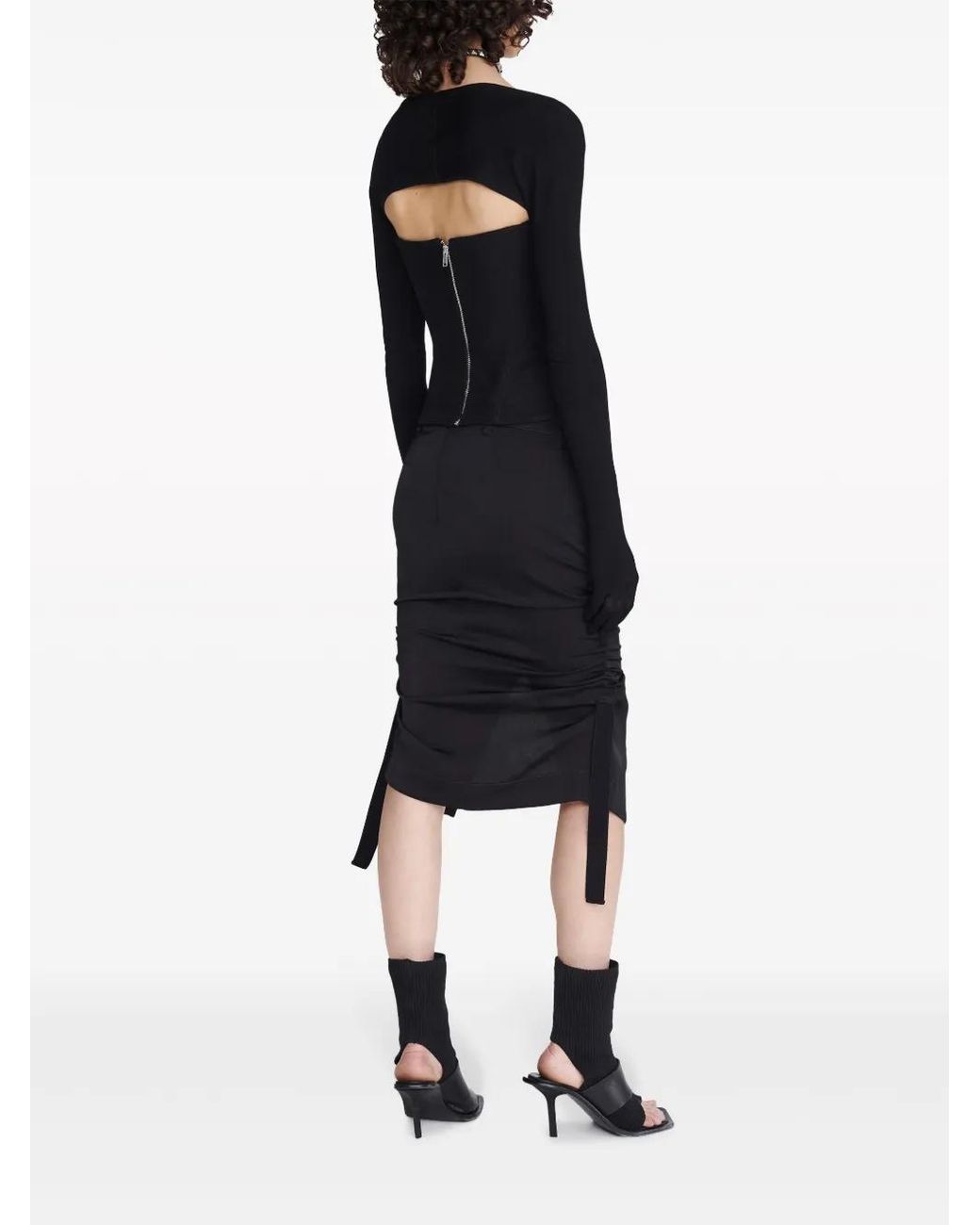 Dion Lee Black Cinch Midi Skirt