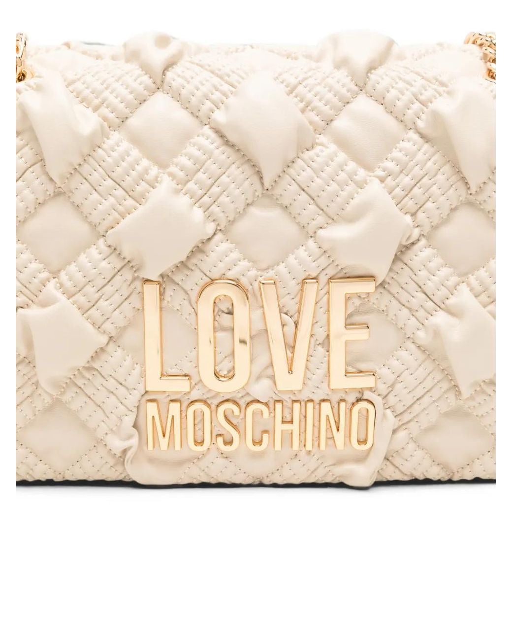 Love Moschino White Quilted Logo-Plaque Shoulder Bag