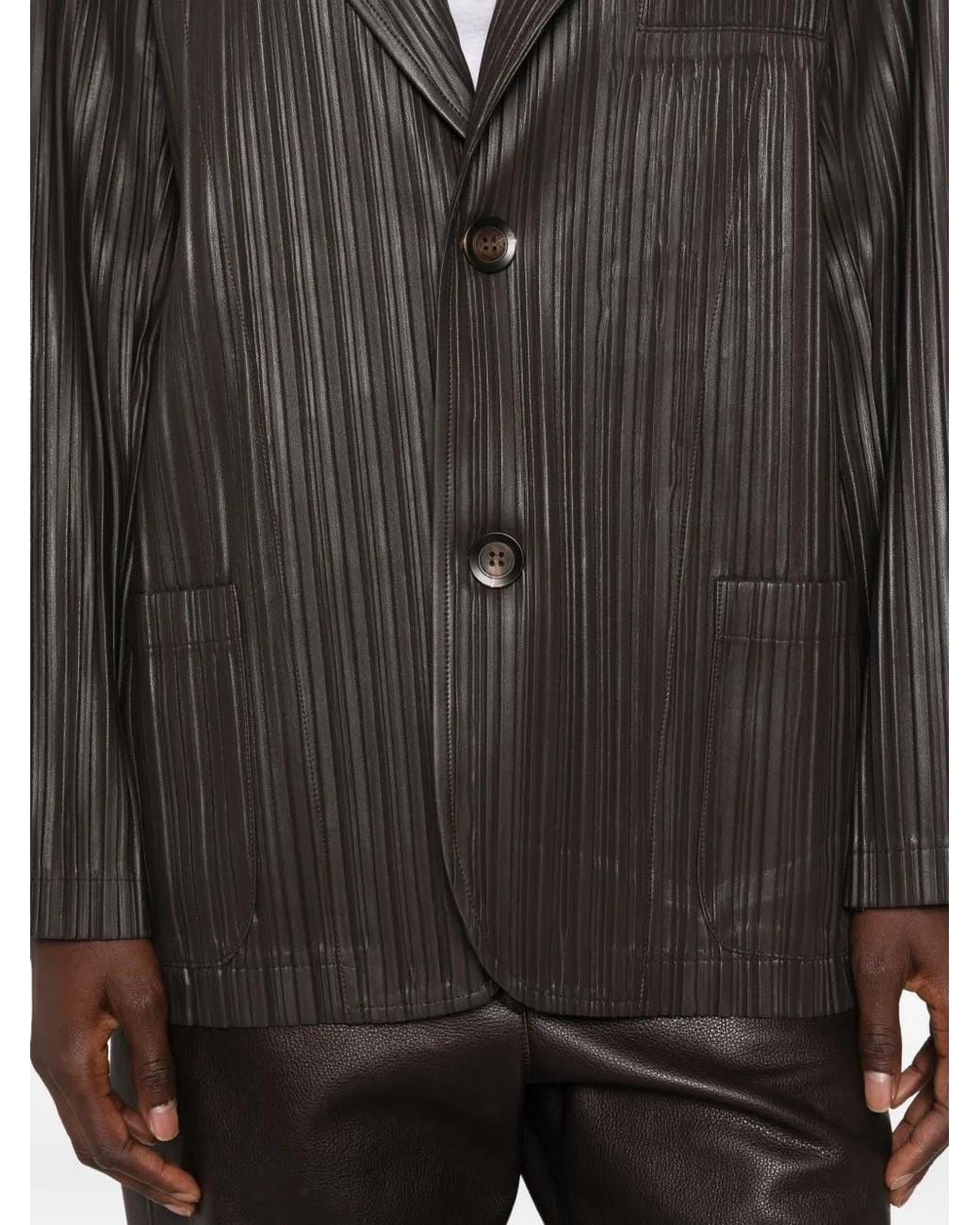 GONGDID DESIGN Black Plissé-Effect Blazer