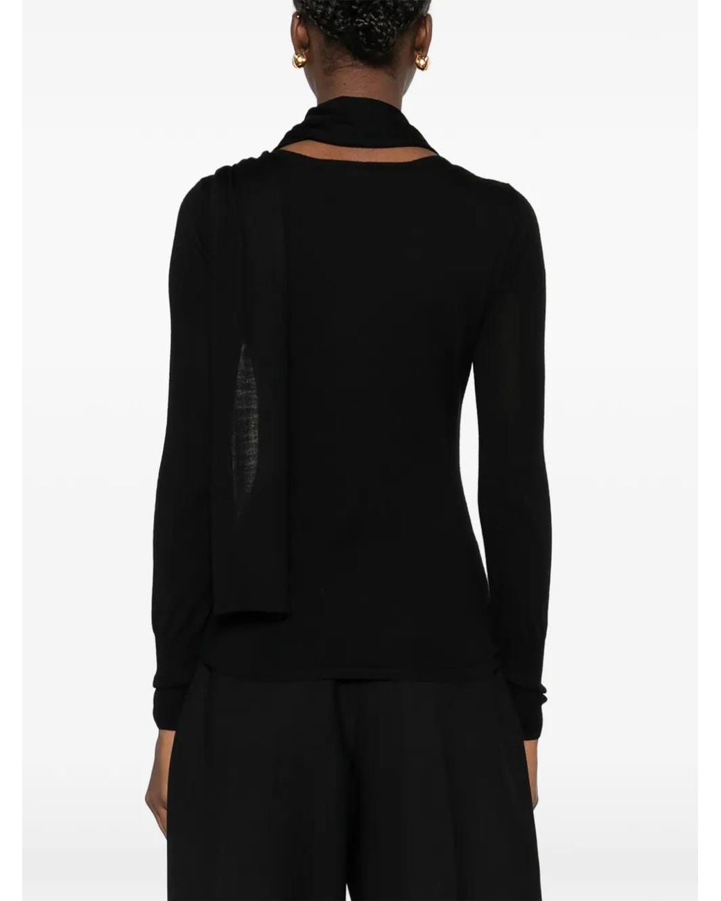 Mark Kenly Domino Tan Black Scarf-Detail Sweater